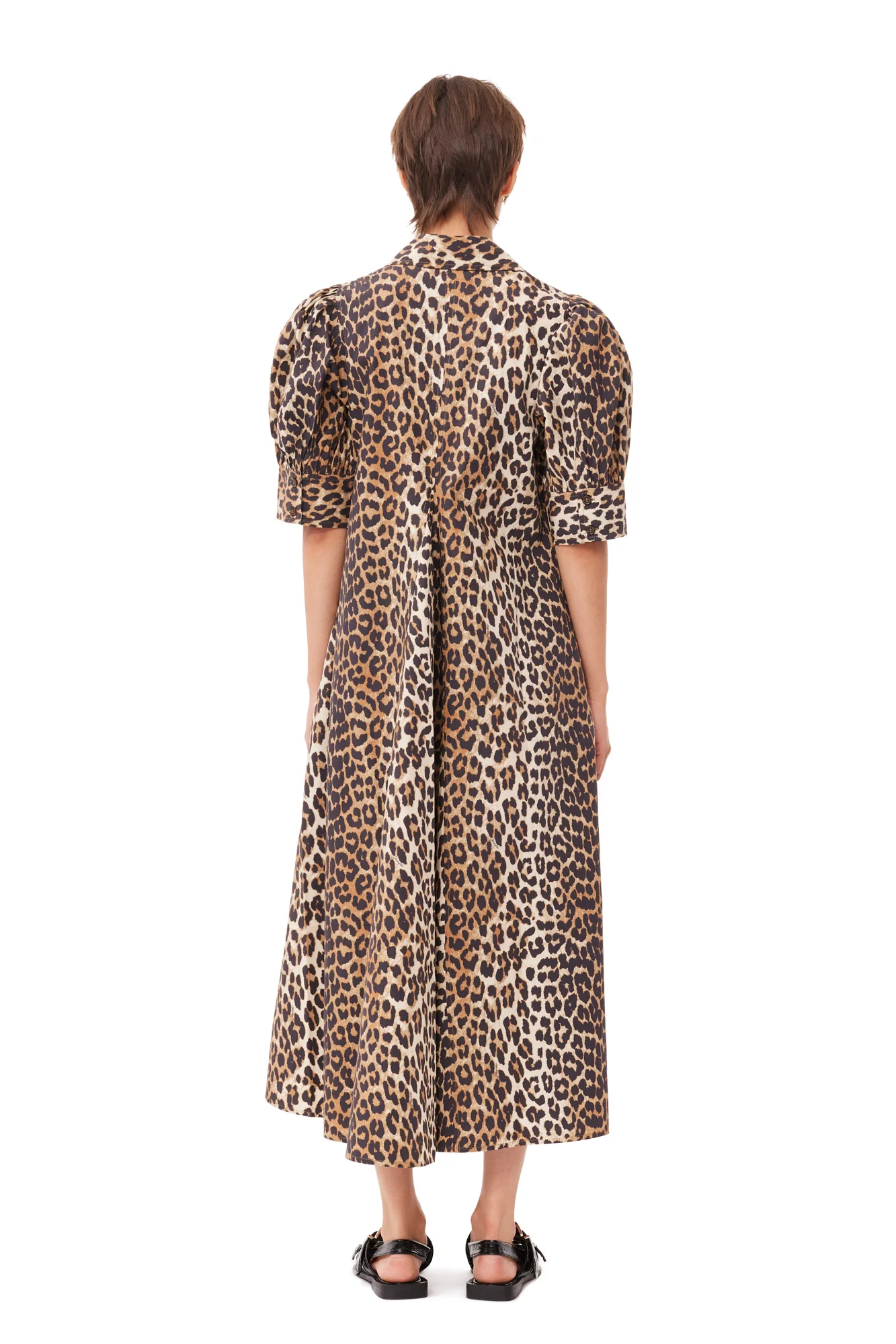 Cotton Poplin V-Neck Maxi Dress | Leopard - Image 7