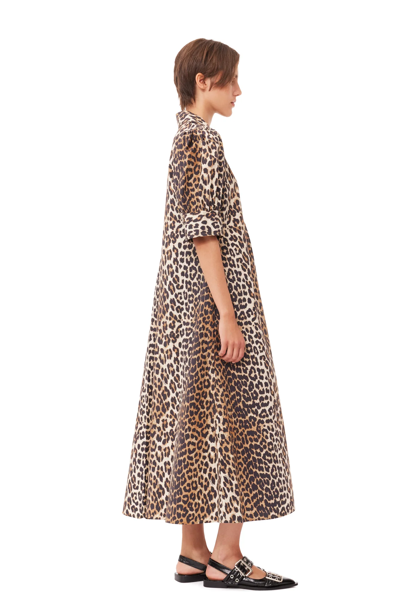 Cotton Poplin V-Neck Maxi Dress | Leopard - Image 9