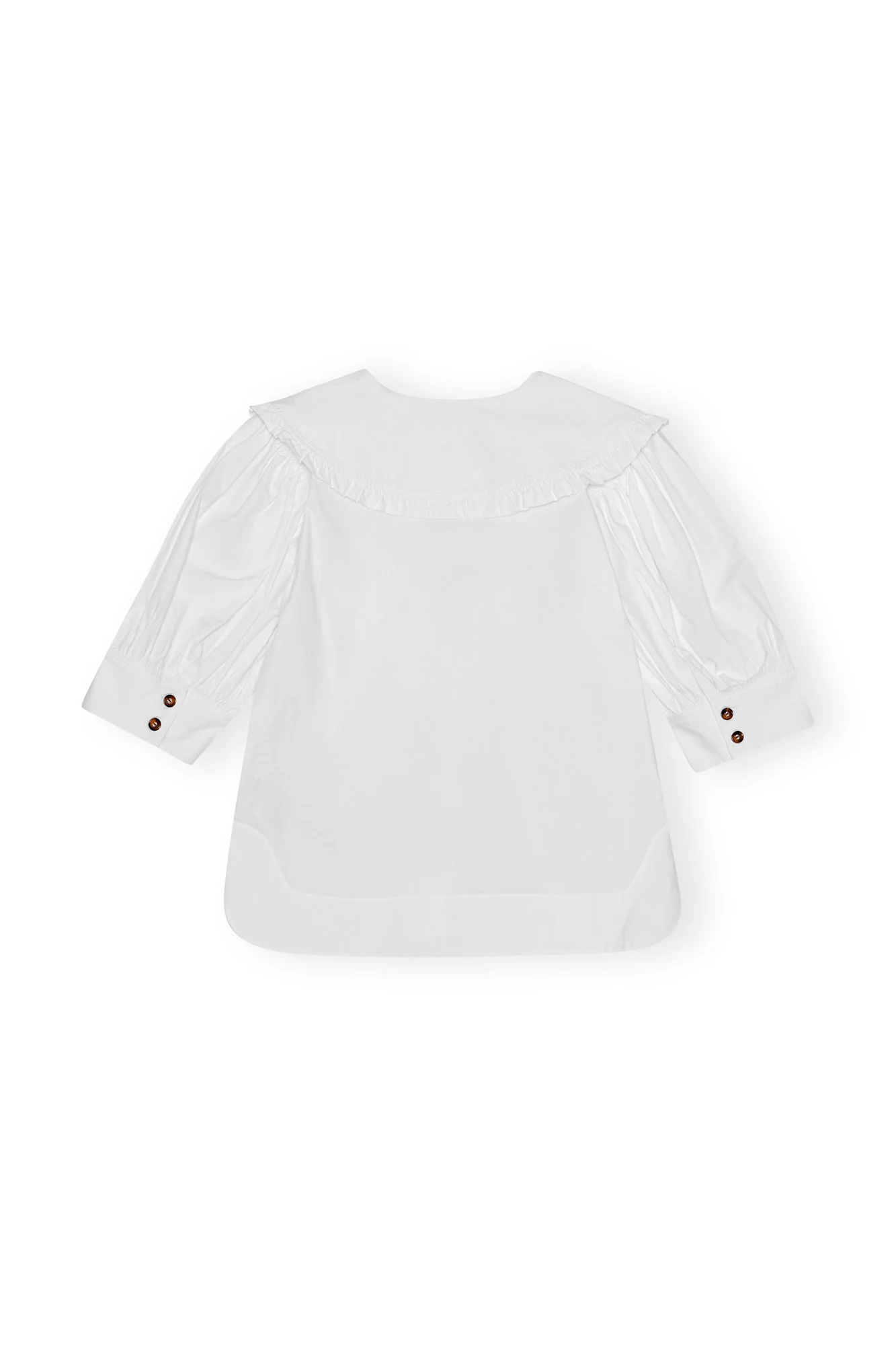 Cotton Poplin V-Neck Ruffle Blouse | Bright White - Image 2