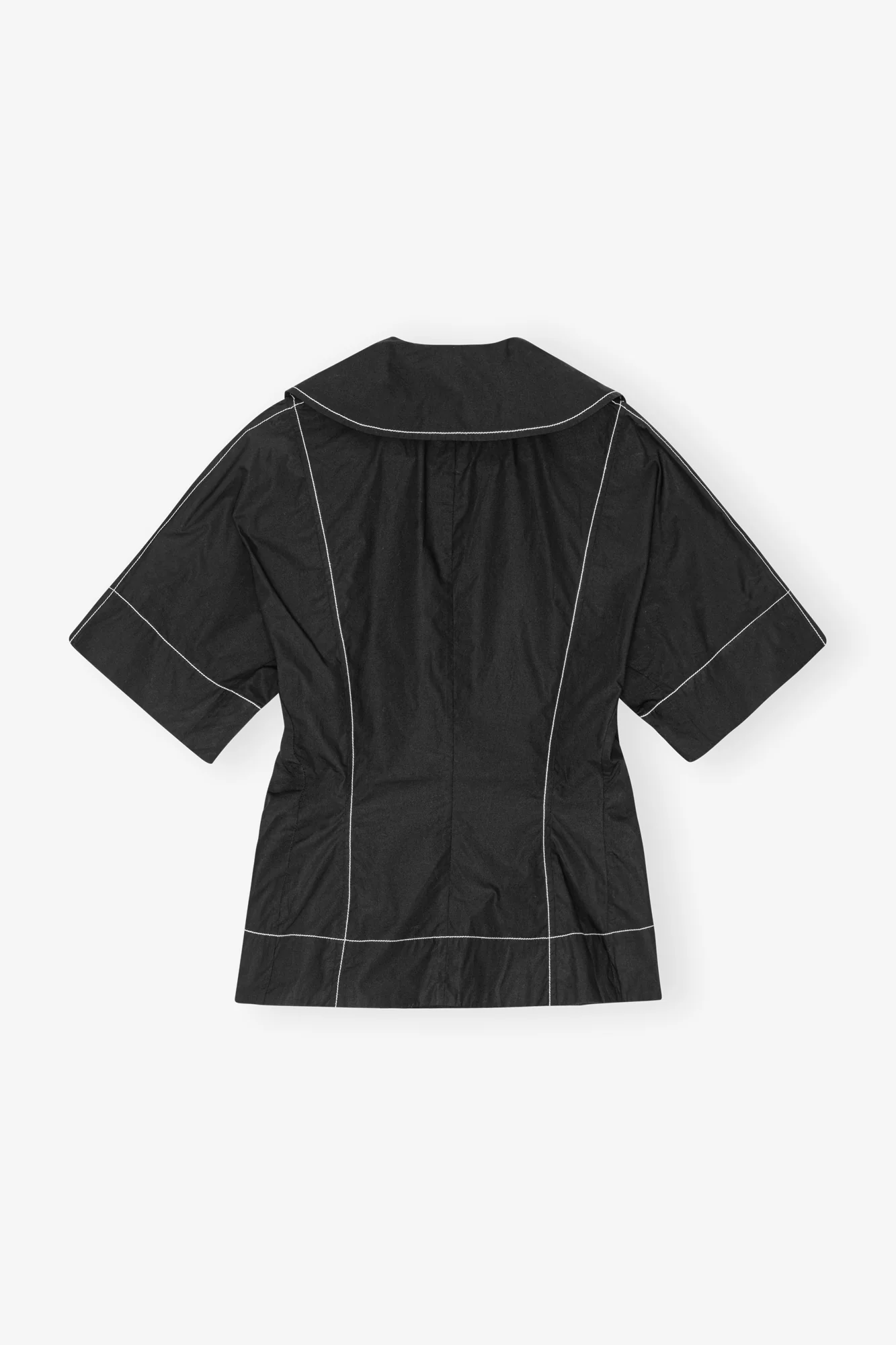 Cotton Poplin Wrap Blouse | Black - Image 2