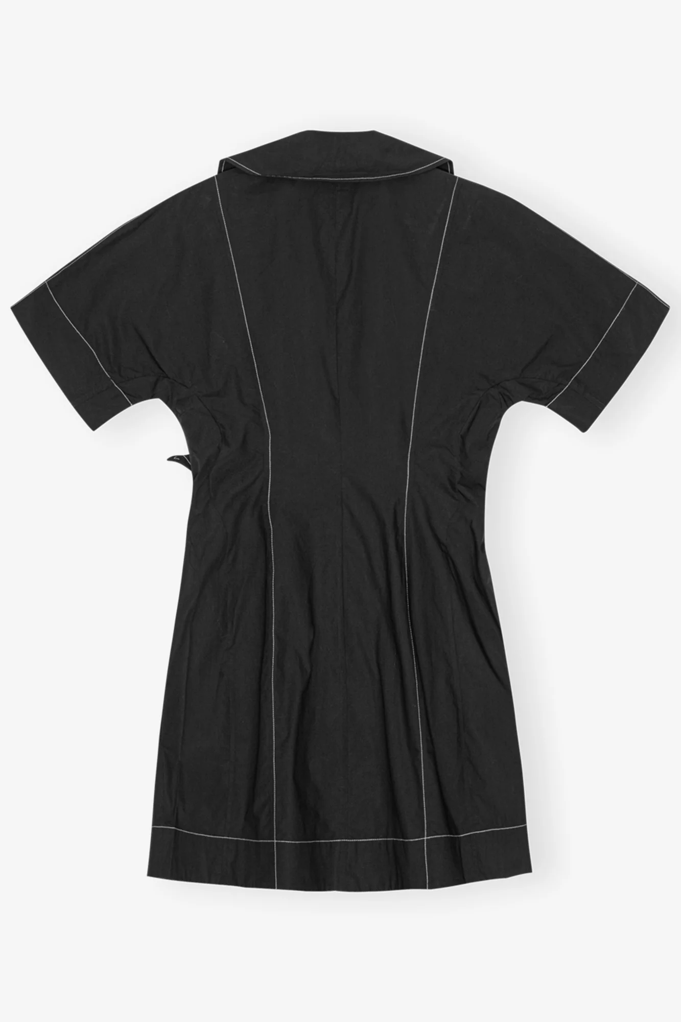 Cotton Poplin Wrap Mini Dress | Black - Image 2