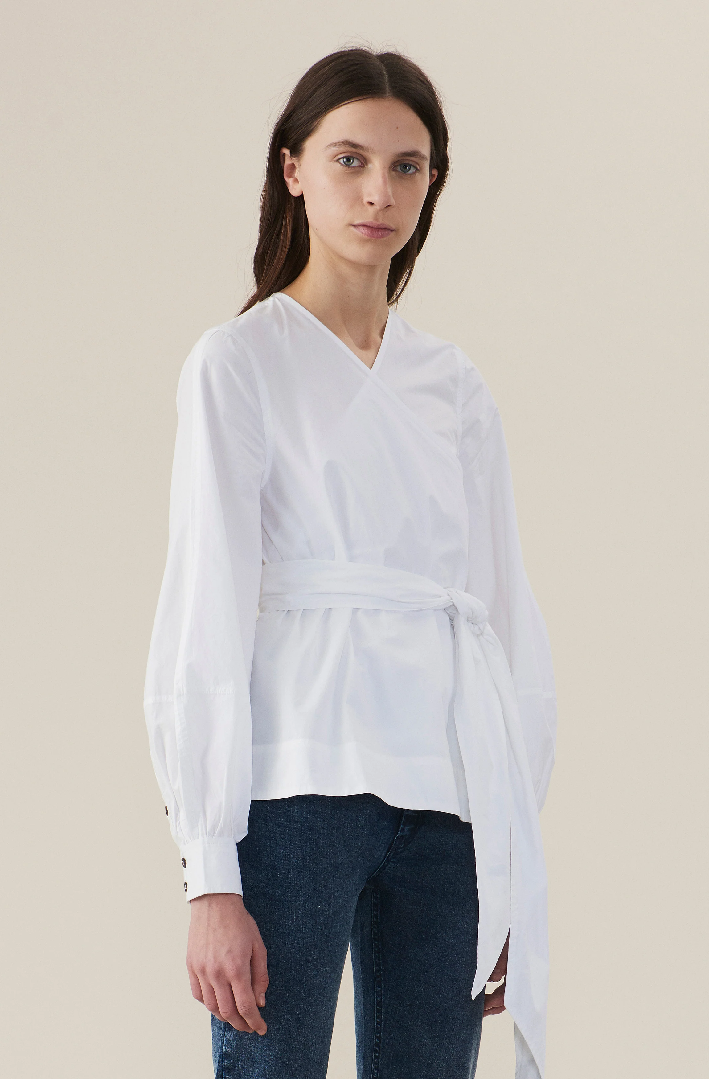 Cotton Poplin Wrap Shirt | Bright White - Image 2