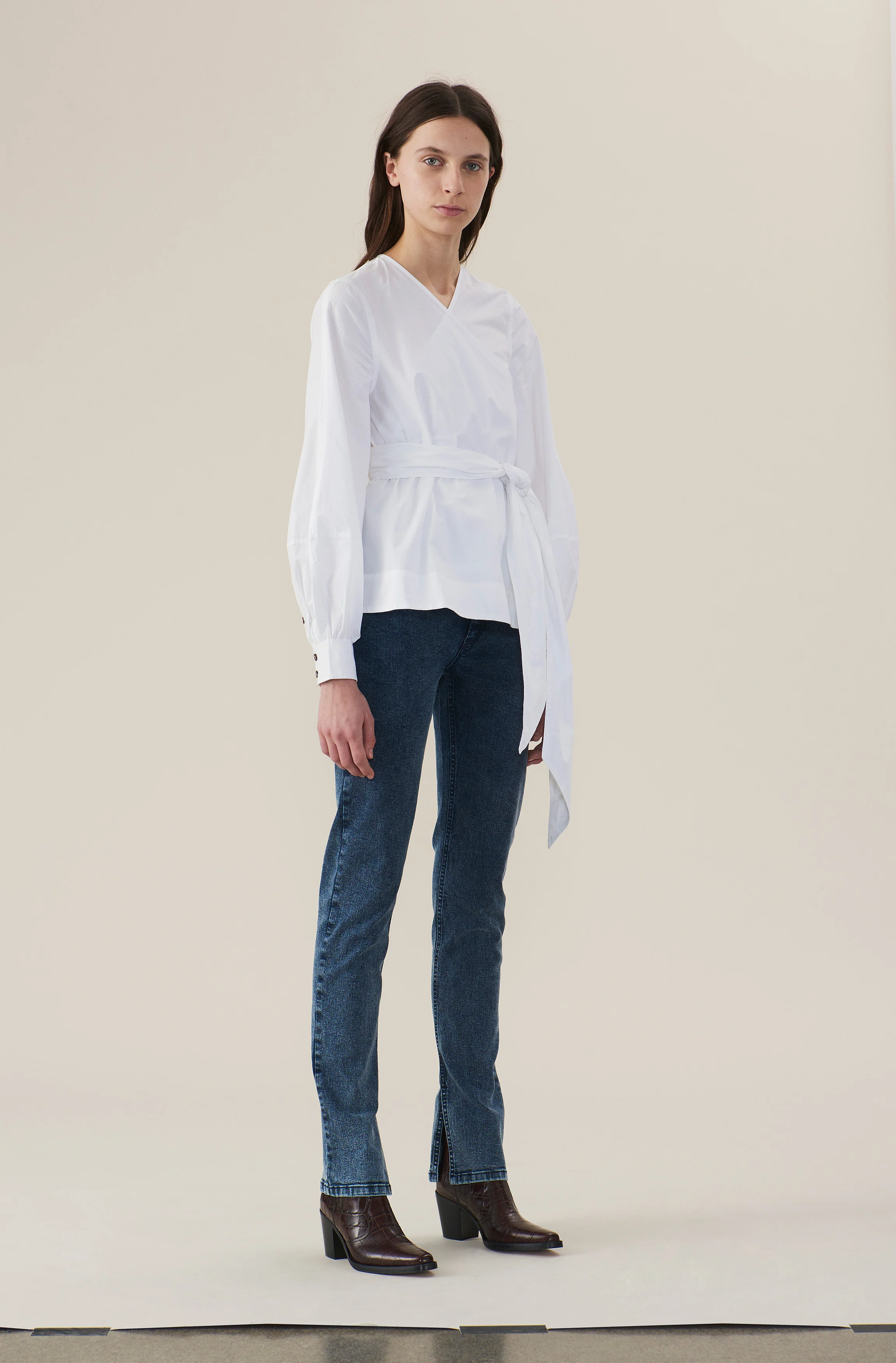 Cotton Poplin Wrap Shirt | Bright White - Image 3