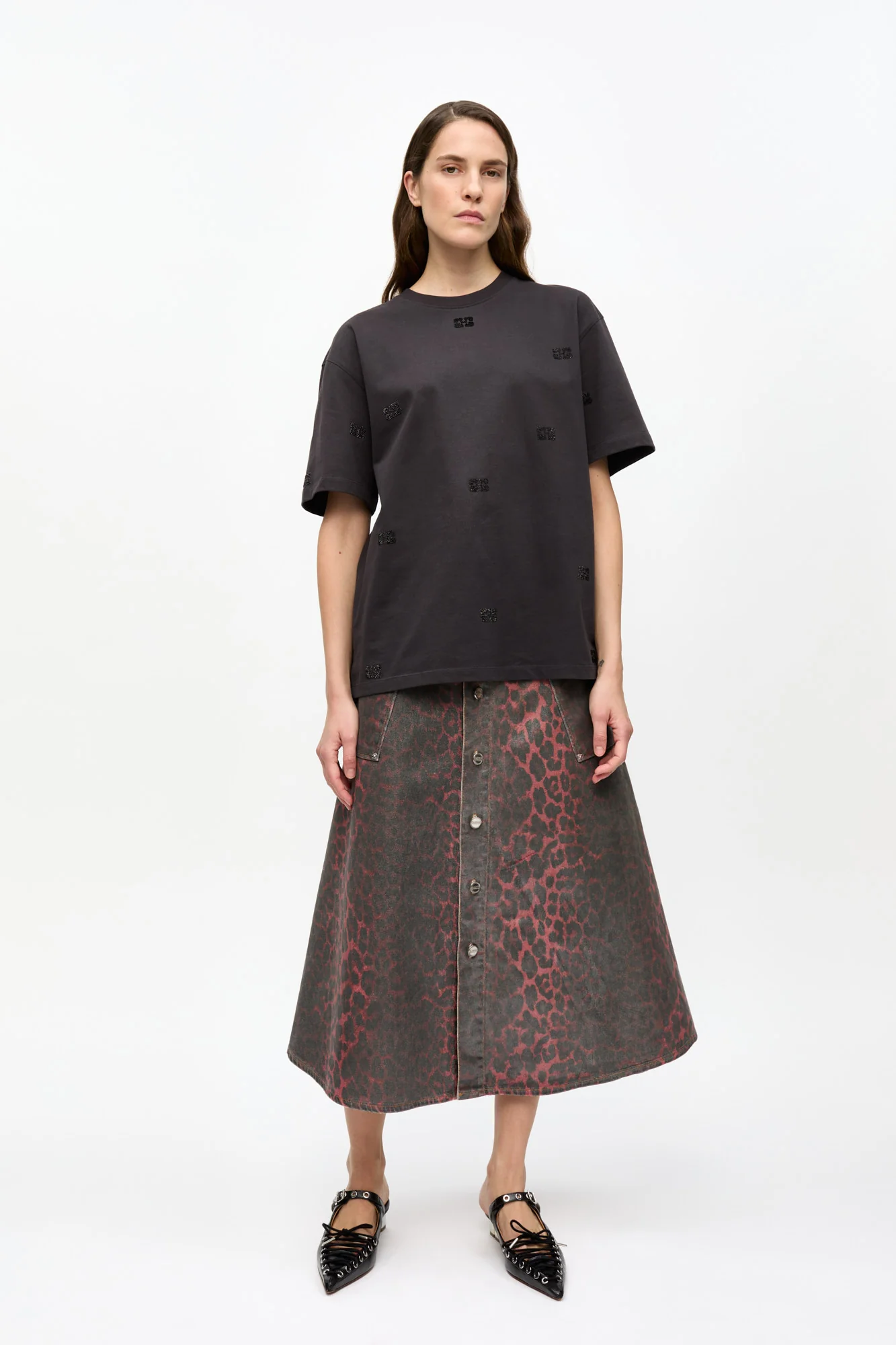 Cotton Rhinestone T-Shirt | Phantom - Image 6