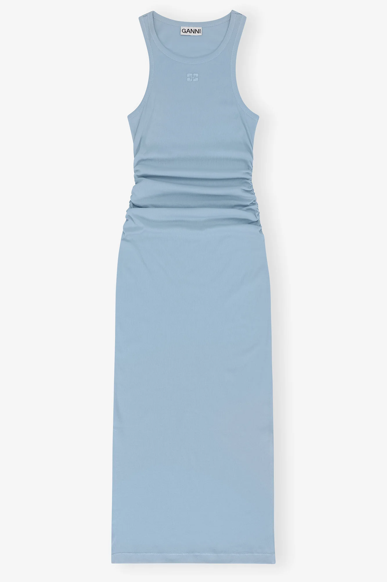 Cotton Rib Tank Top Long Dress | Soft Chambray