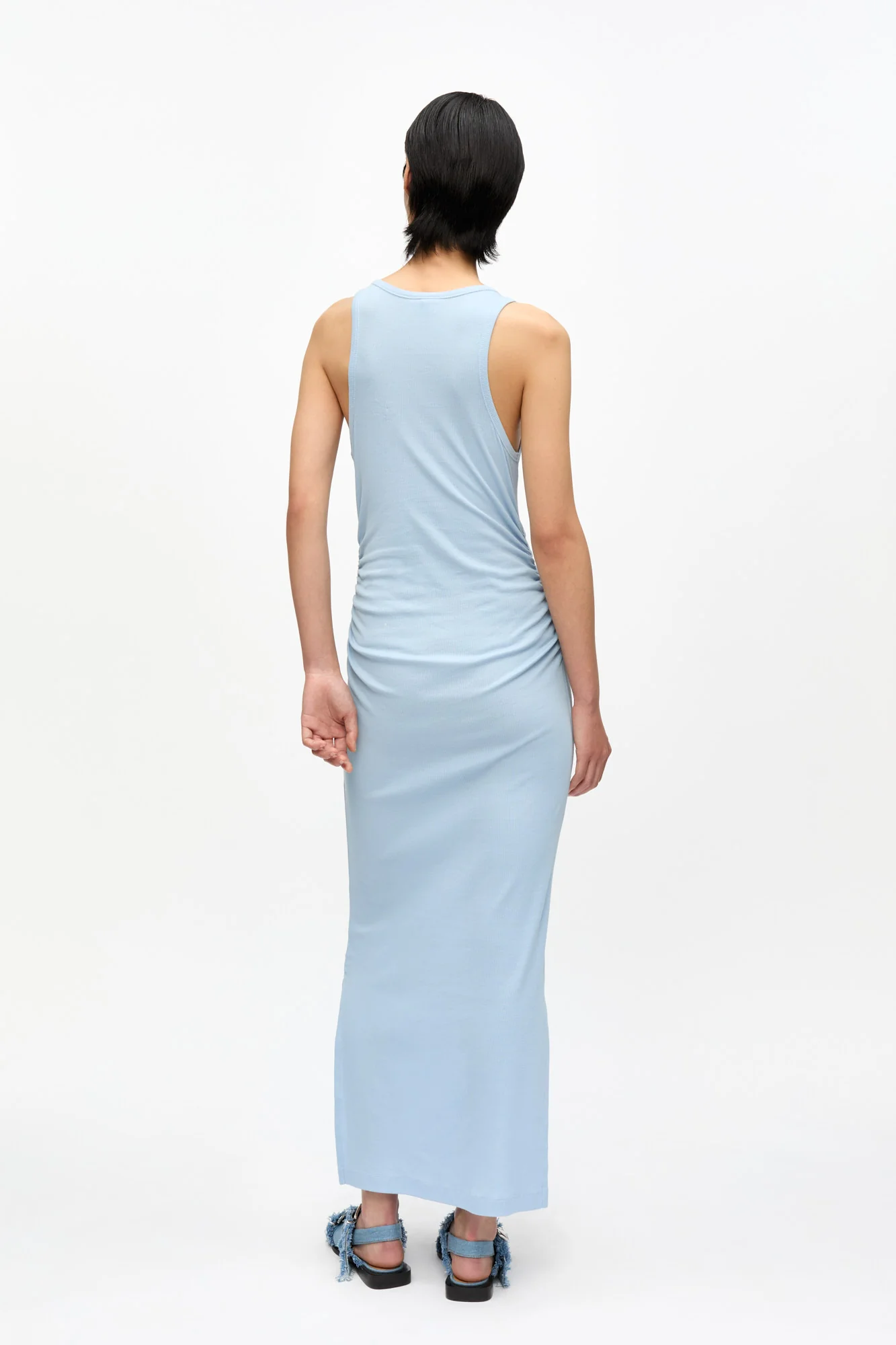 Cotton Rib Tank Top Long Dress | Soft Chambray - Image 4