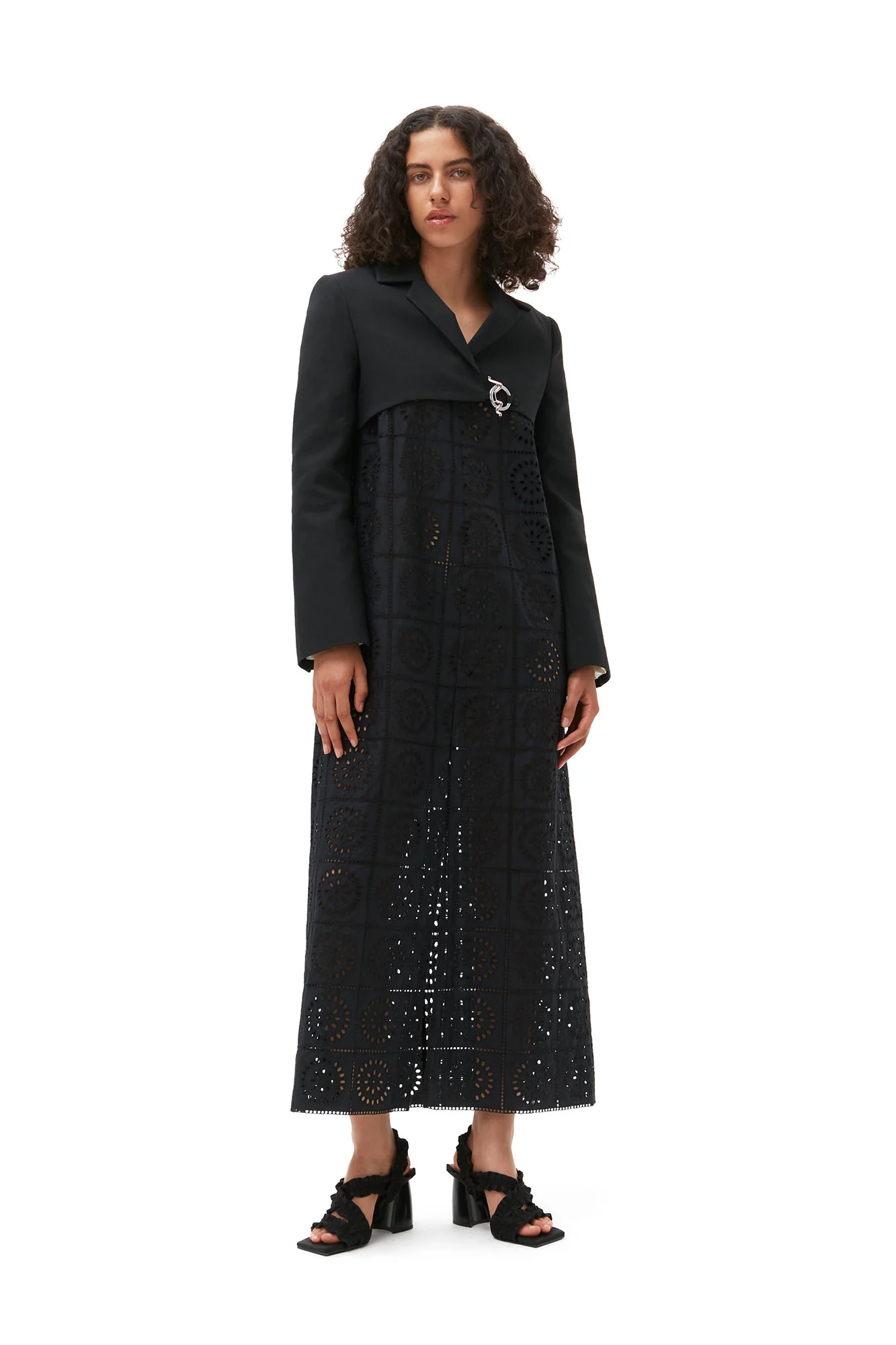 Cotton Suiting Cropped Blazer | Black - Image 3