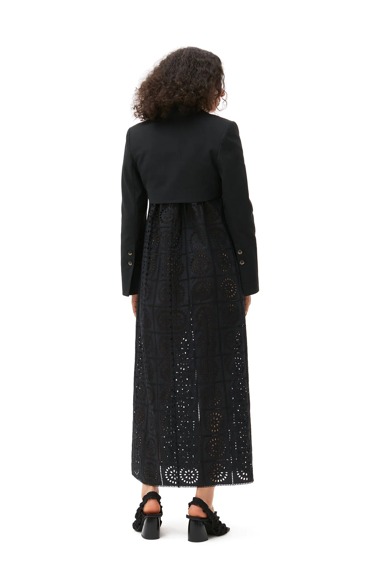 Cotton Suiting Cropped Blazer | Black - Image 4