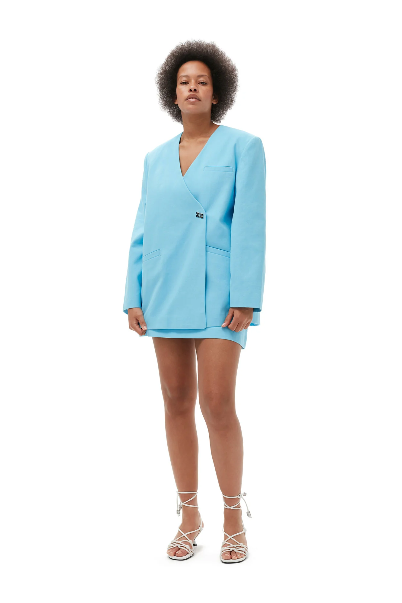 Cotton Suiting Mini Skirt | Ethereal Blue - Image 10