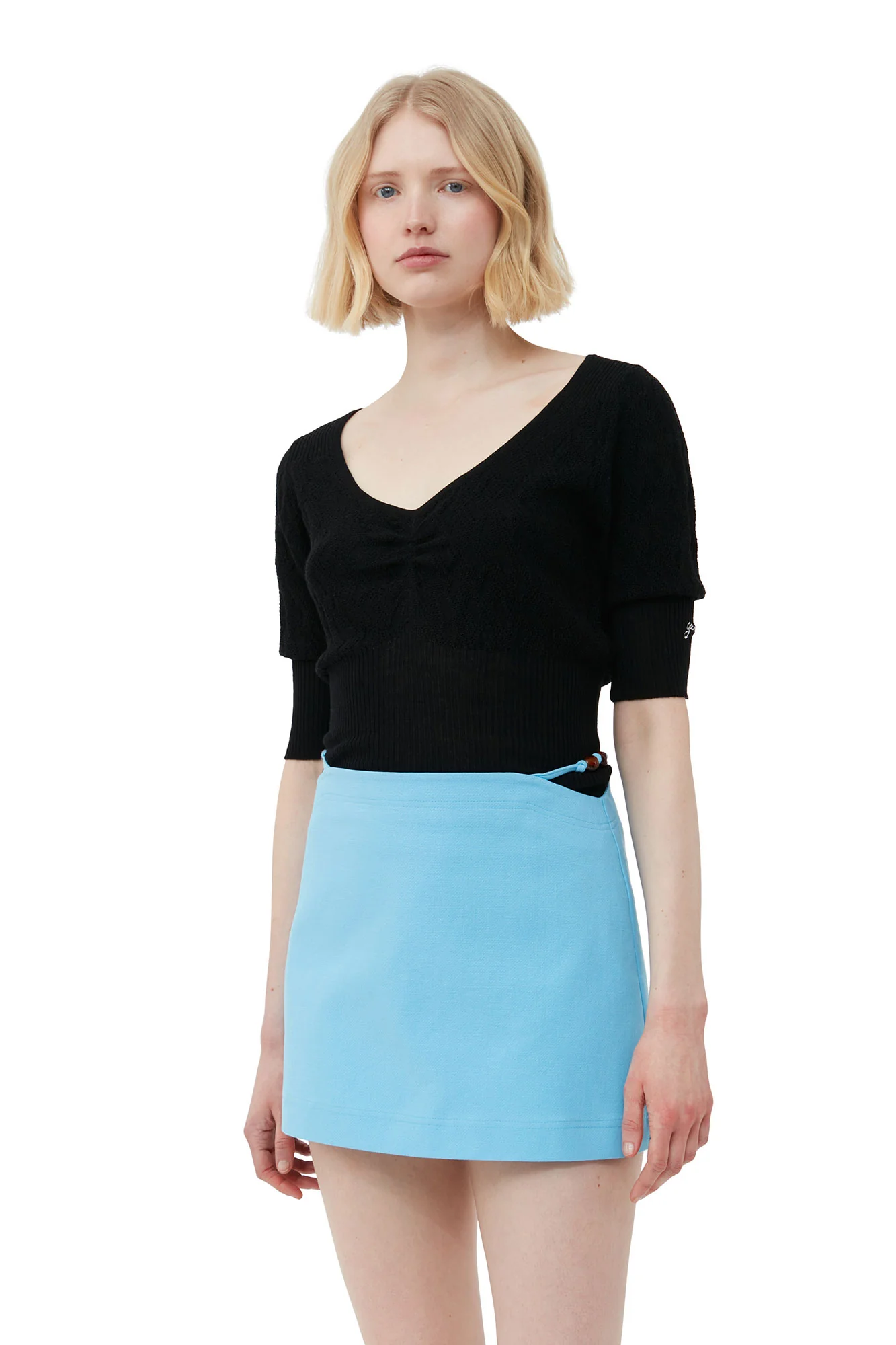 Cotton Suiting Mini Skirt | Ethereal Blue - Image 6