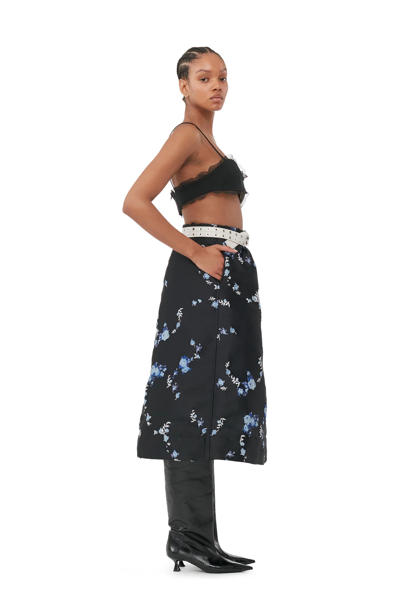 Cotton Suiting Strap Top | Black - Image 7