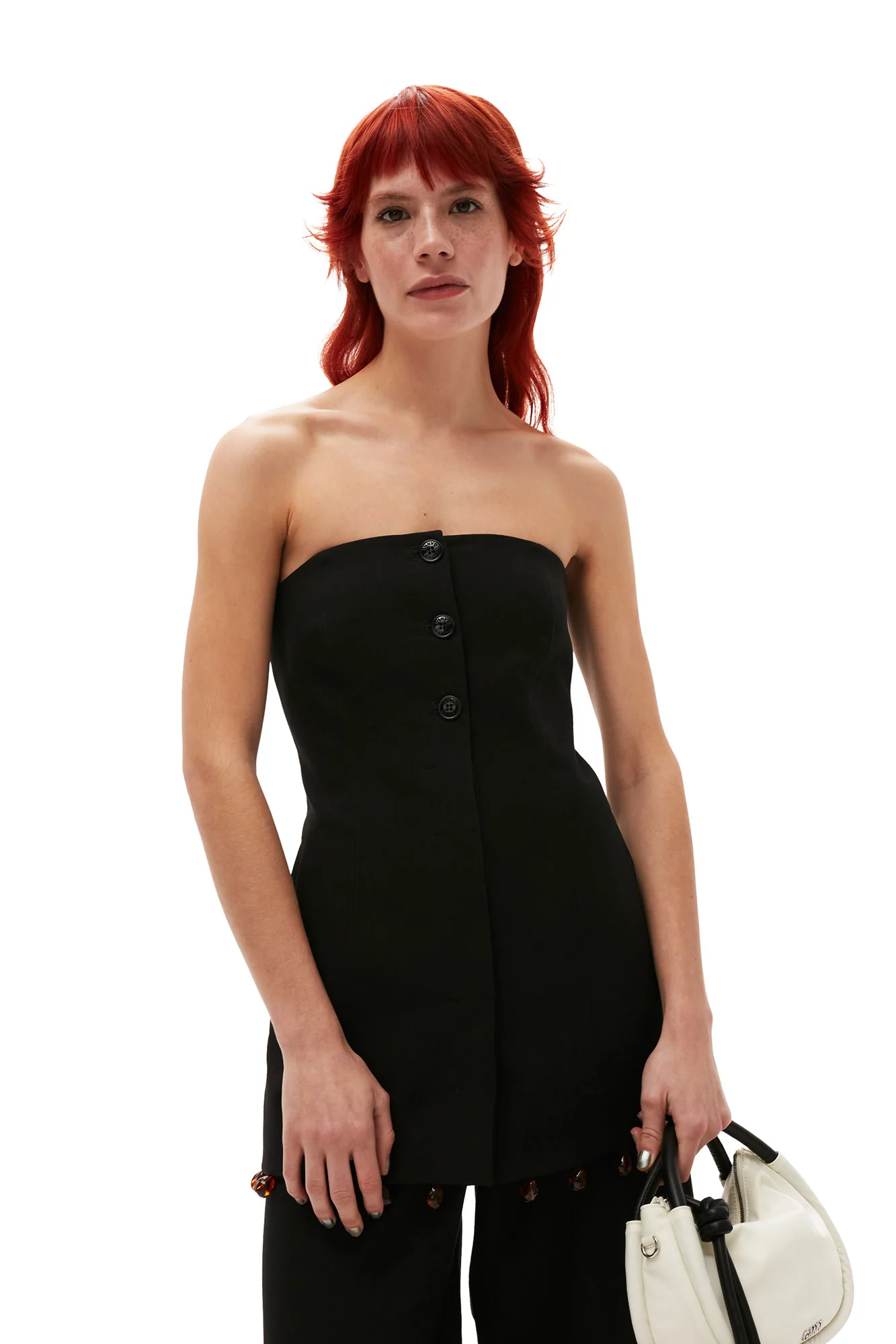 Cotton Suiting Strapless Top | Black - Image 5