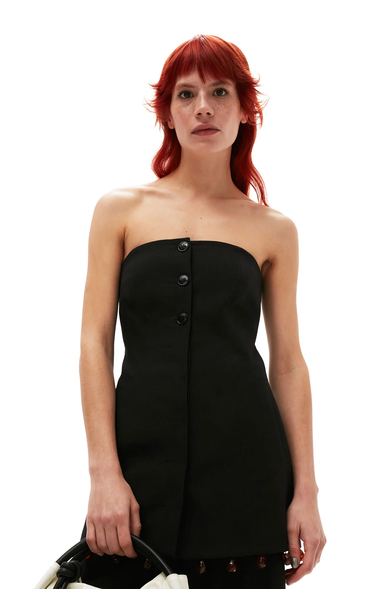 Cotton Suiting Strapless Top | Black - Image 6