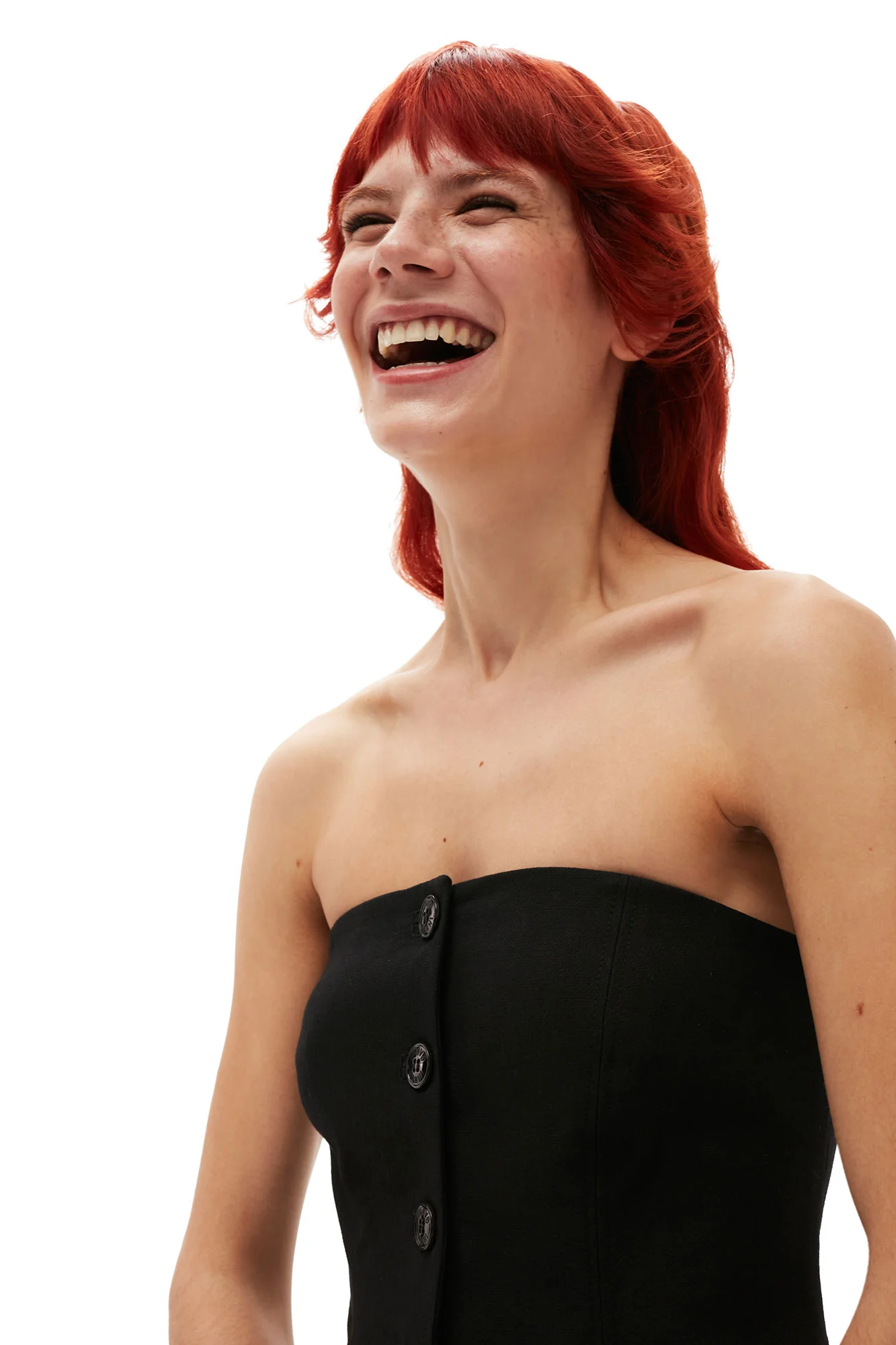 Cotton Suiting Strapless Top | Black - Image 7