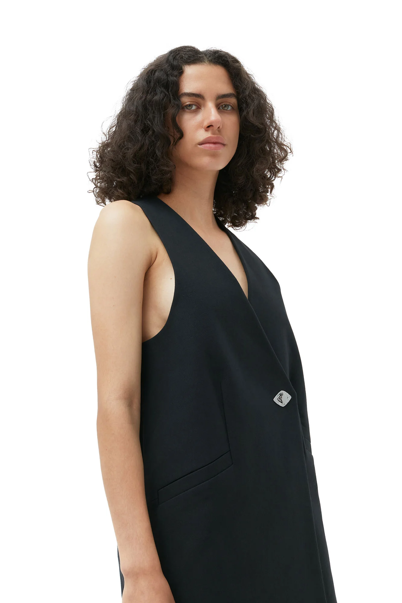 Cotton Suiting Vest | Black - Image 5