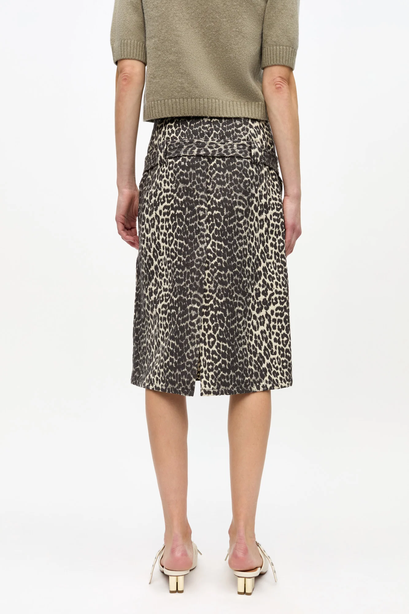 Cotton Tweed Midi Skirt | Leopard - Image 5