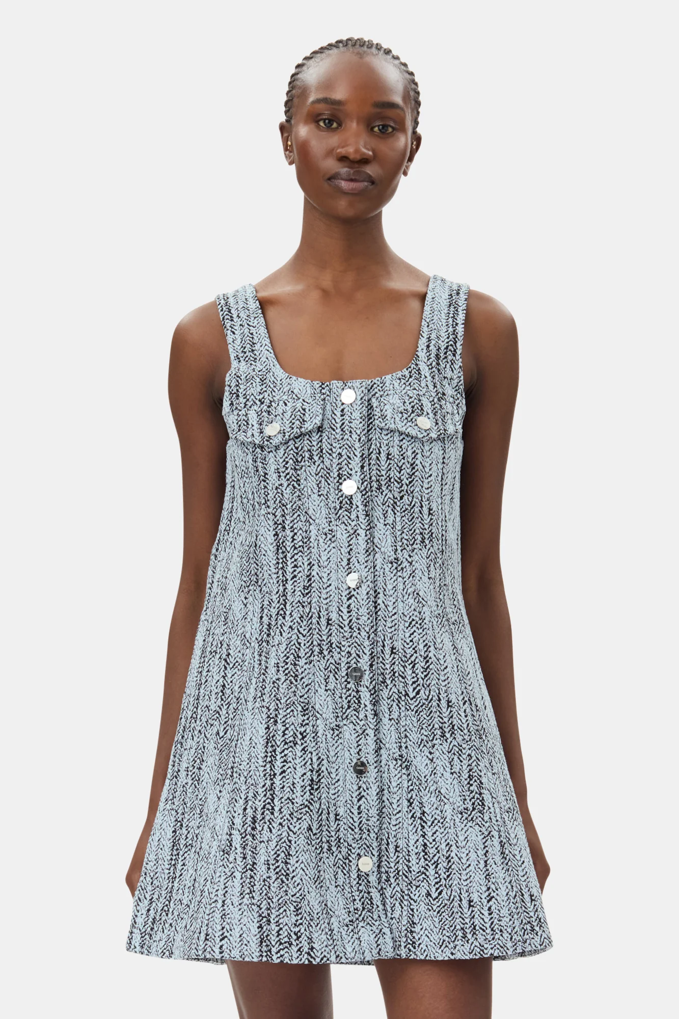 Cotton Tweed Mini Dress | Celestial Blue - Image 4