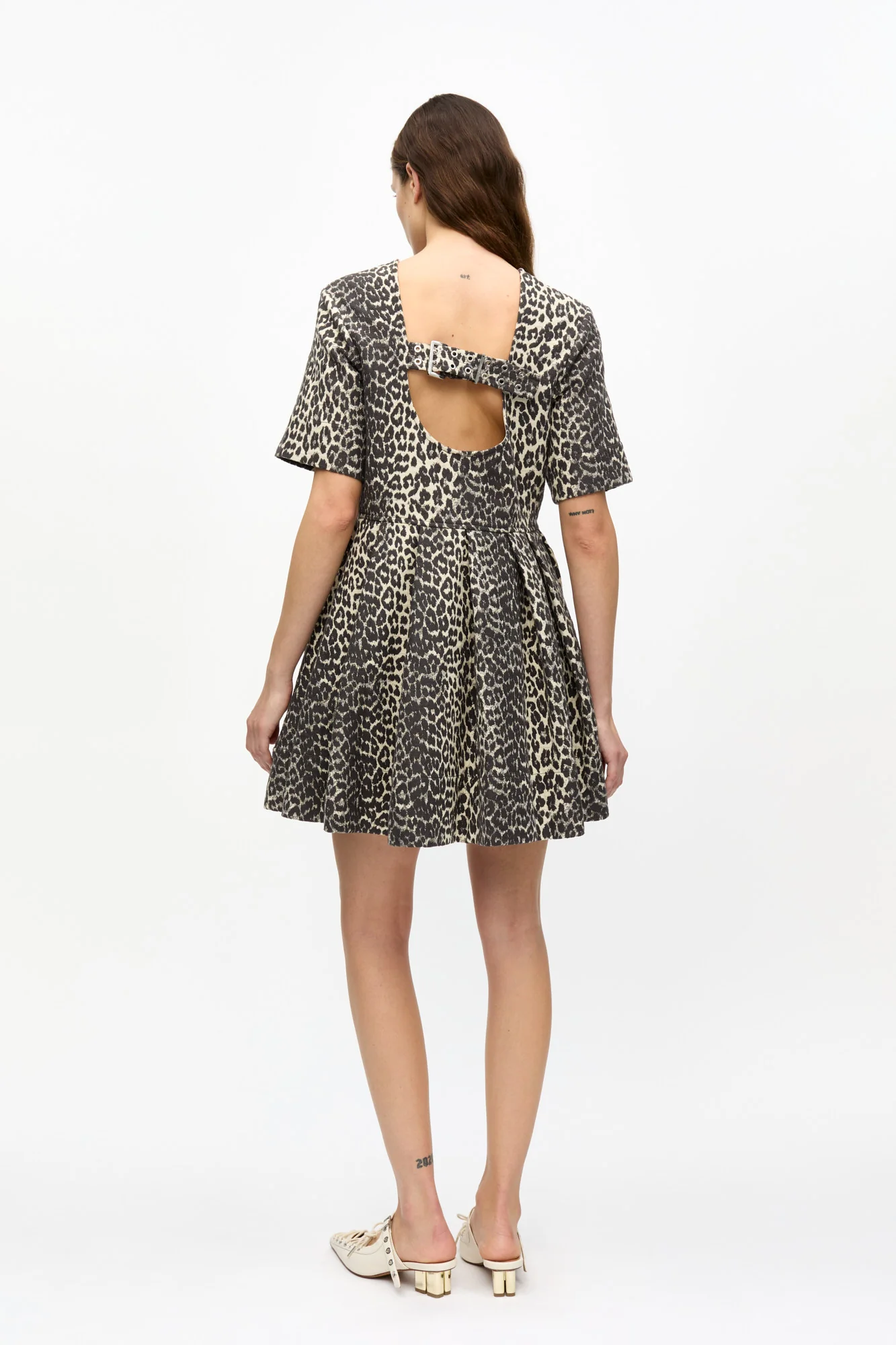 Cotton Tweed Mini Dress | Leopard - Image 4