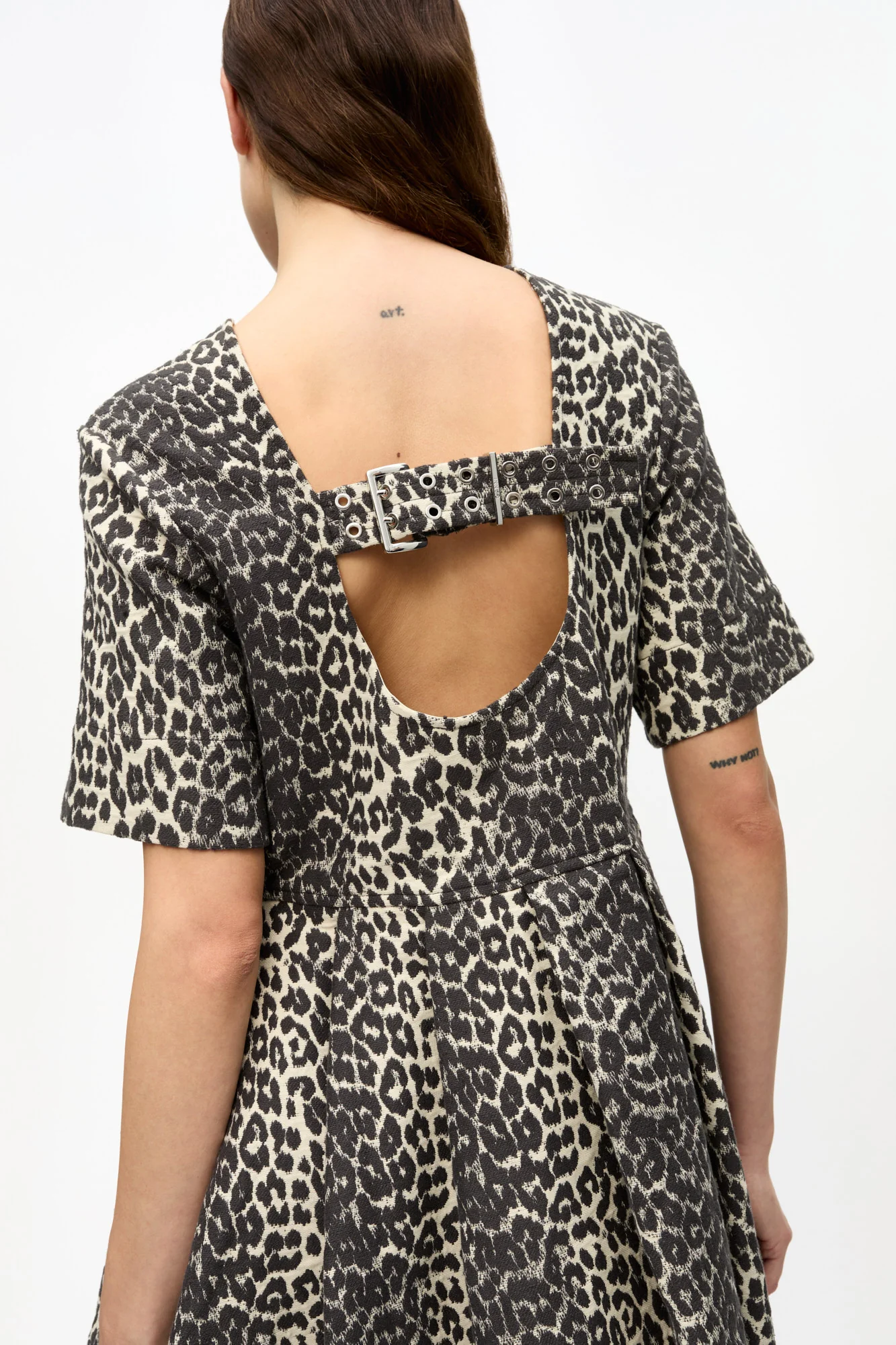 Cotton Tweed Mini Dress | Leopard - Image 5