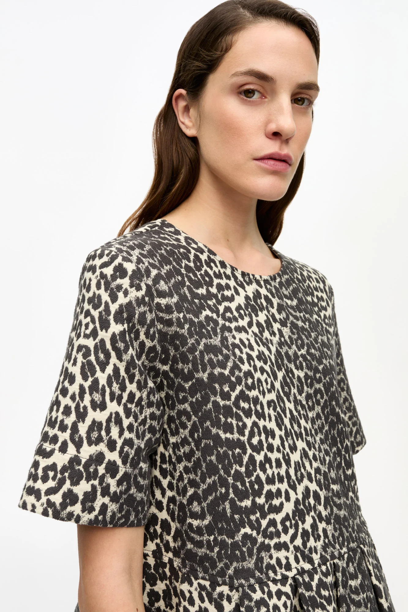 Cotton Tweed Mini Dress | Leopard - Image 6