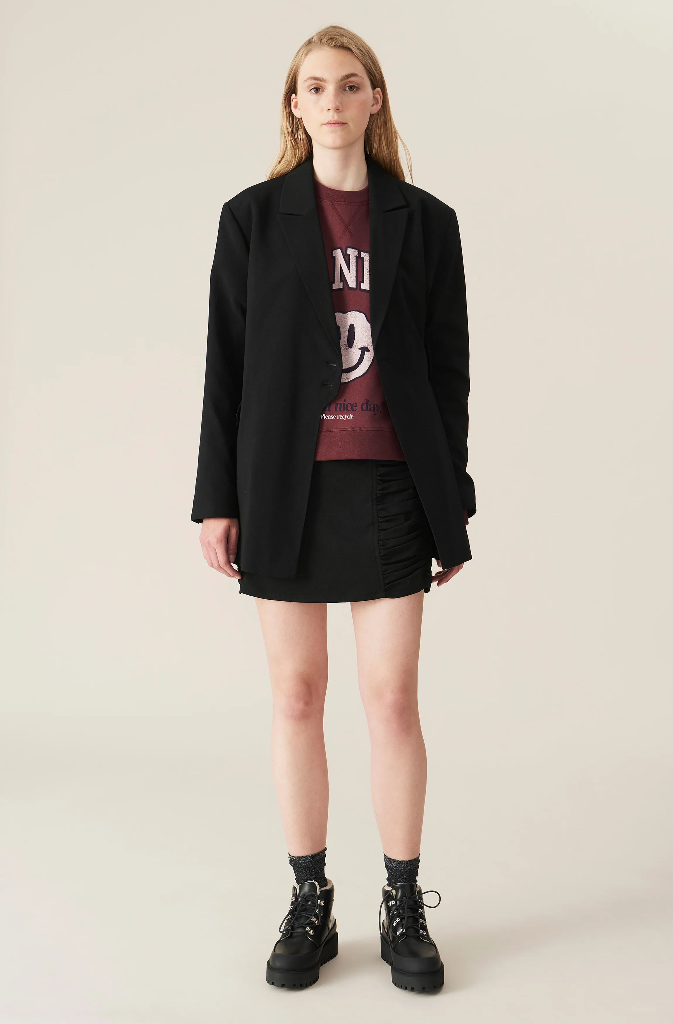 Crepe Ruched Mini Skirt | Black - Image 2