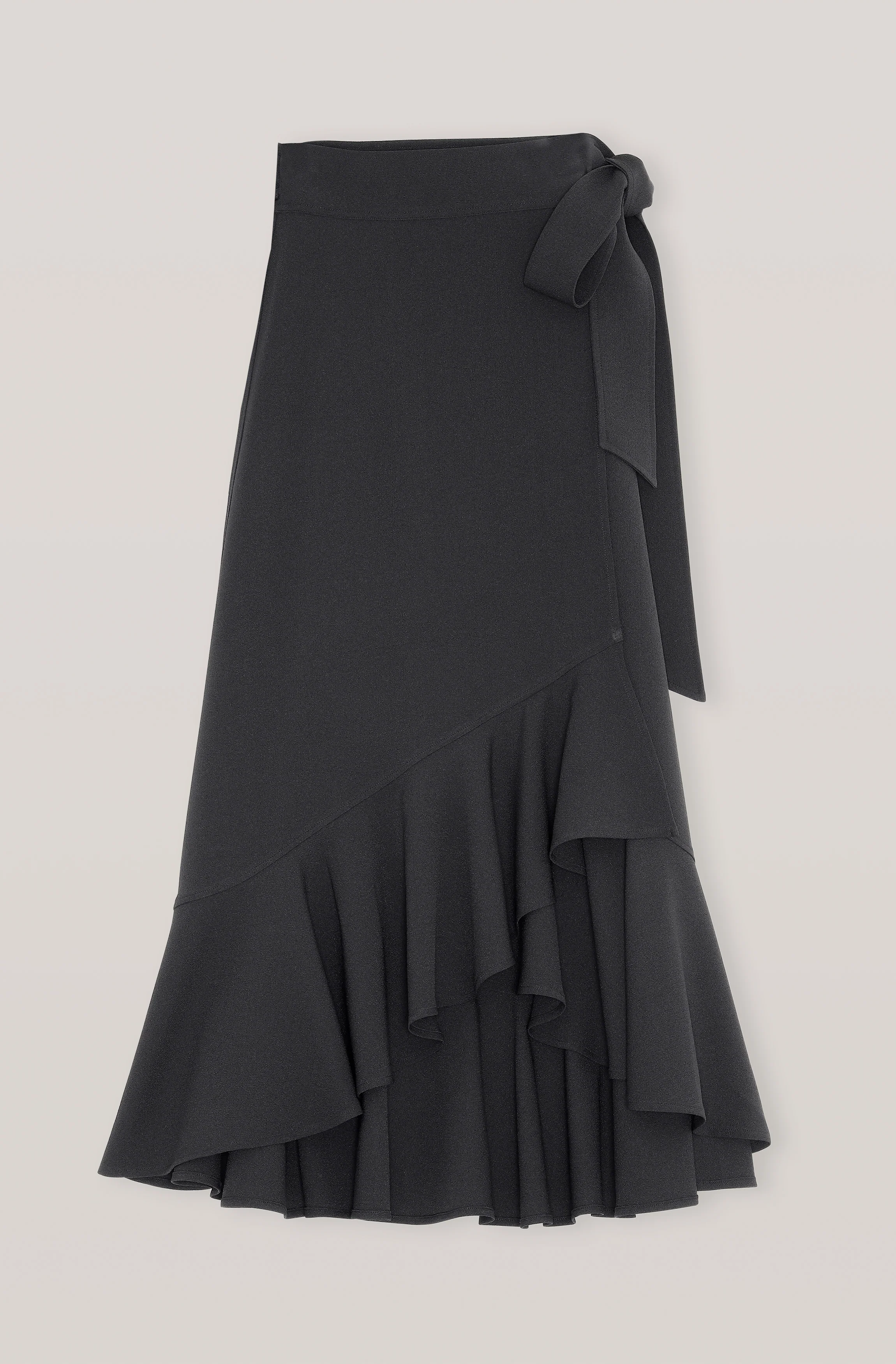 Crepe Wrap Midi Skirt | Black