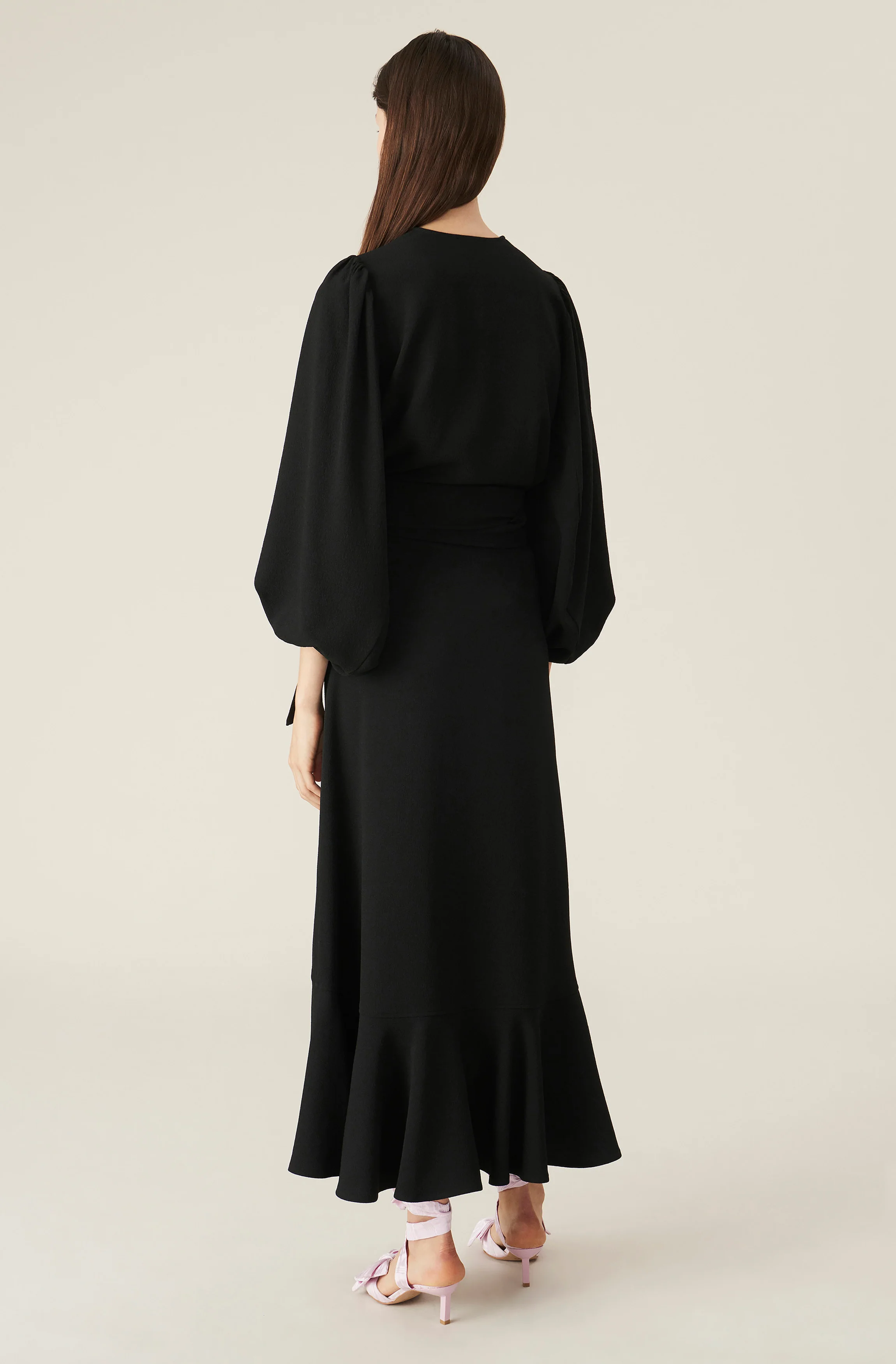 Crepe Wrap Midi Skirt | Black - Image 3