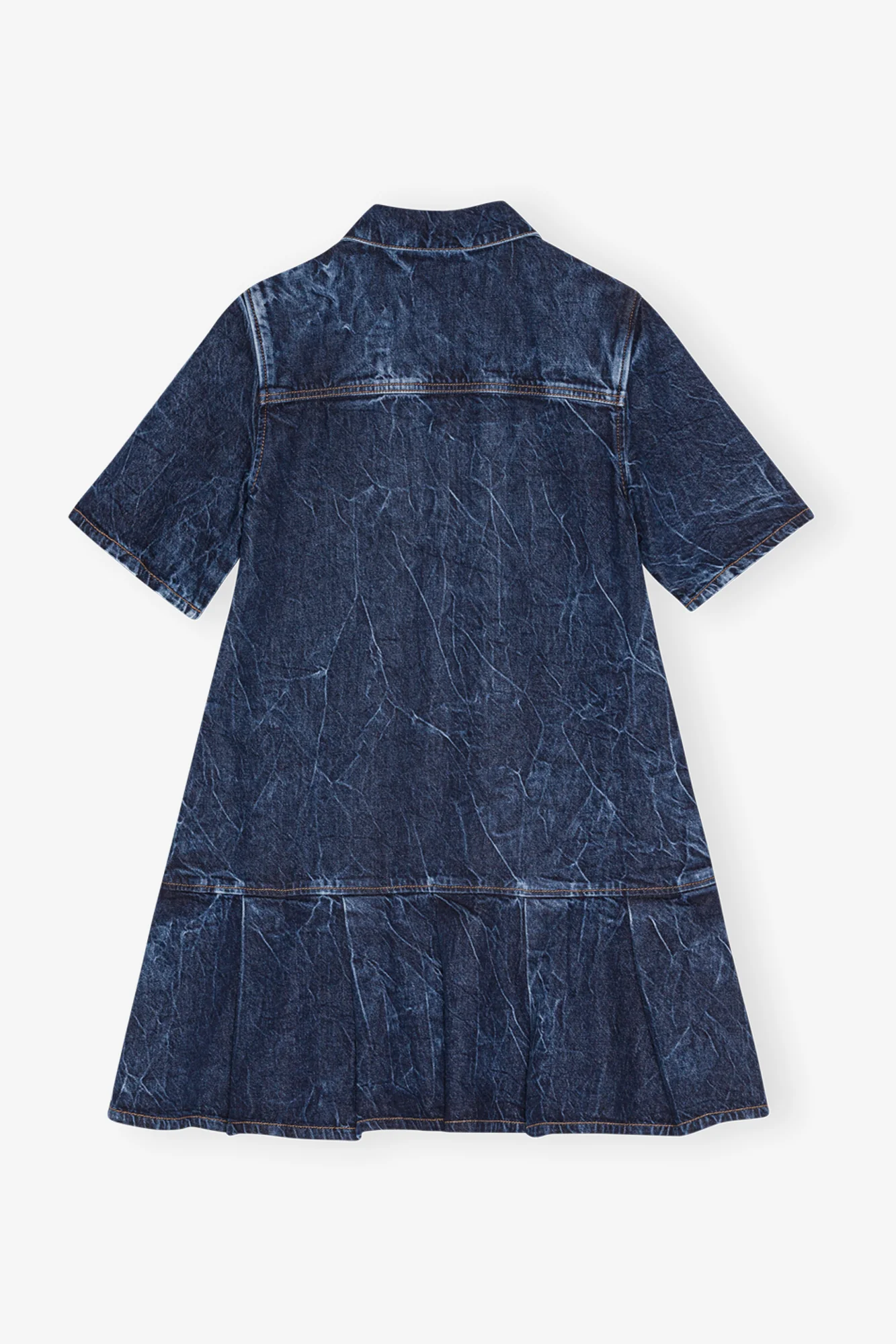 Crinkled Future Denim Mini Dress | Mid Blue Stone - Image 2