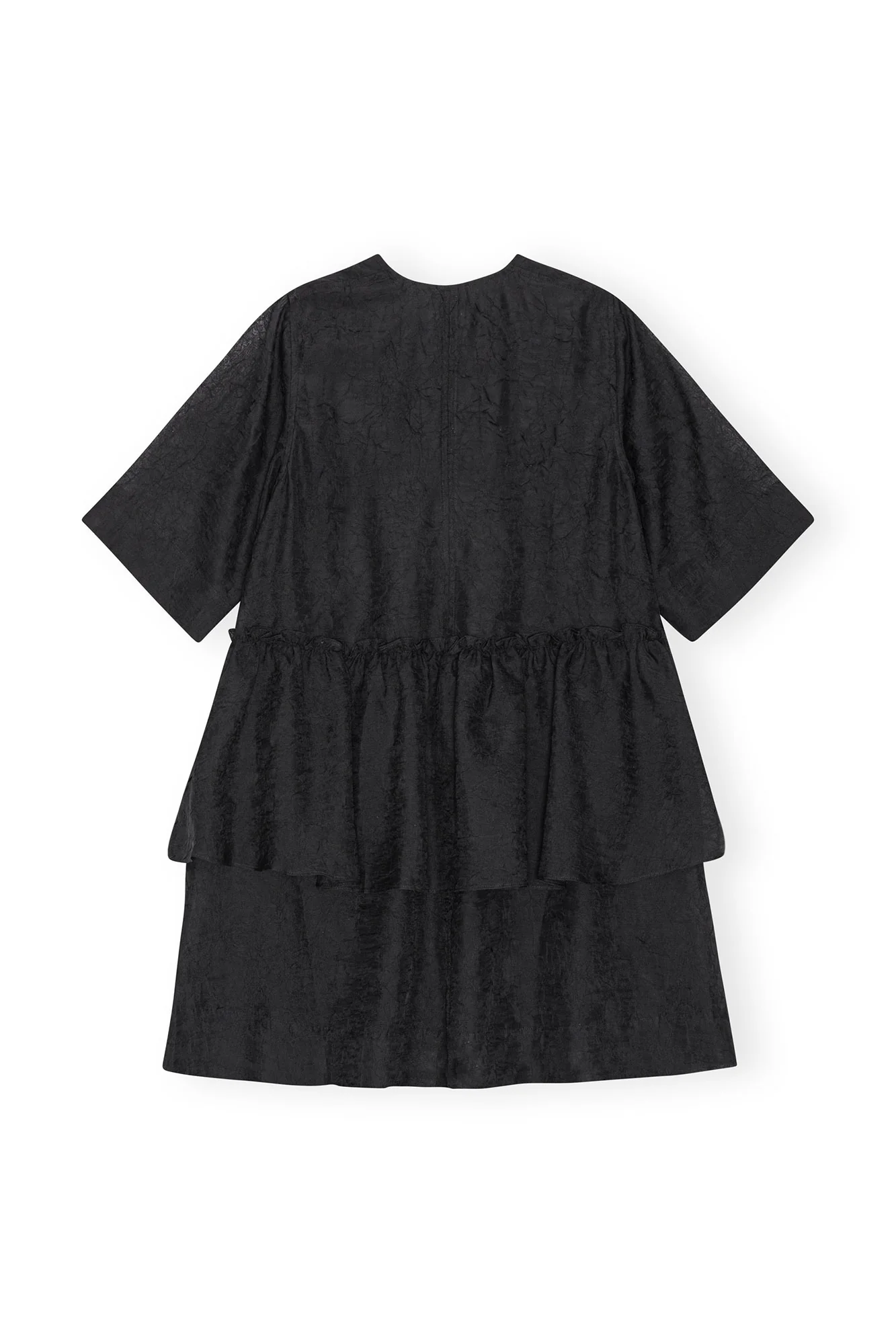 Crinkled Georgette Flounce Mini Dress | Black - Image 2