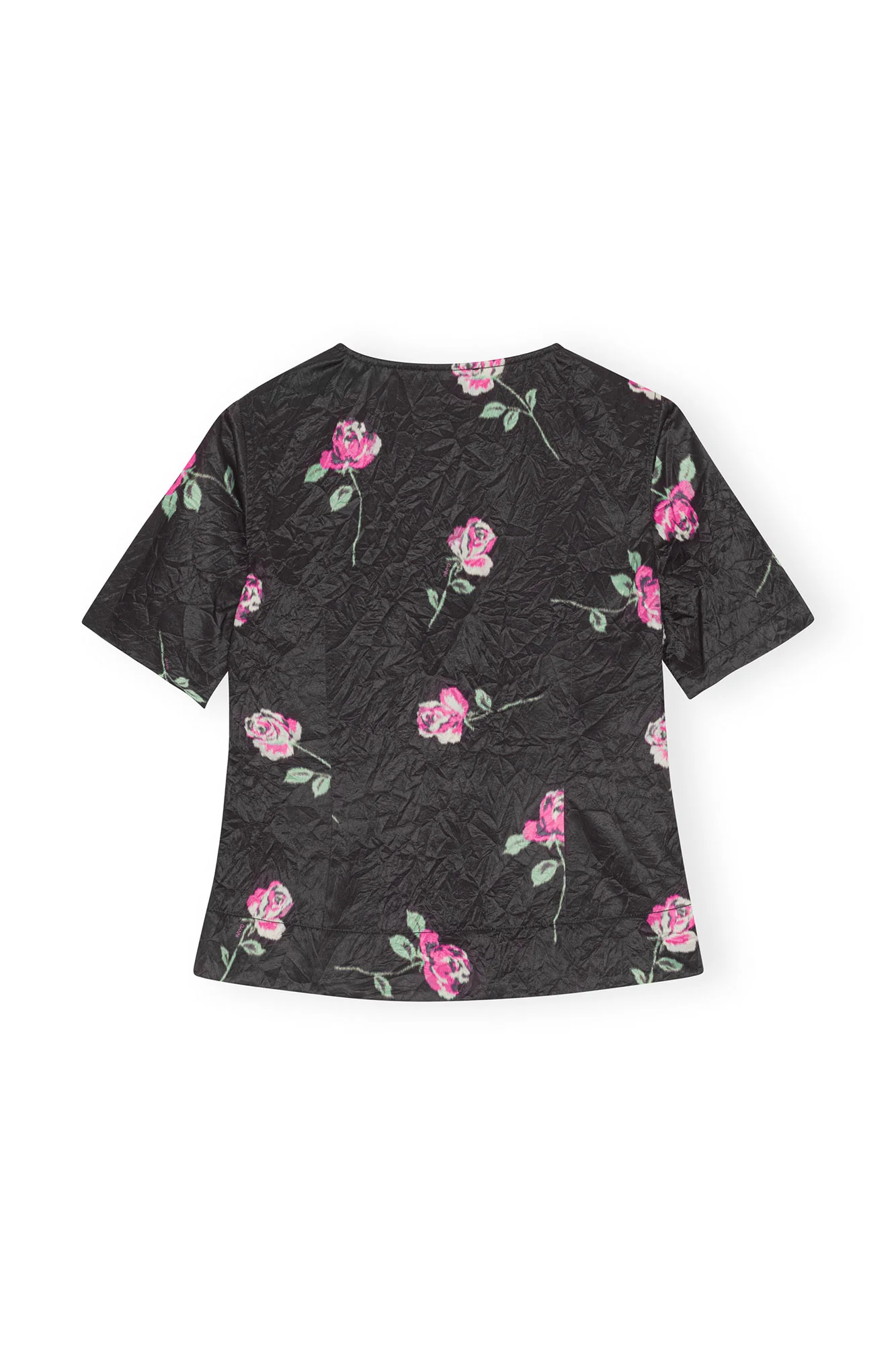 Crinkled Satin Blouse | Black - Image 3