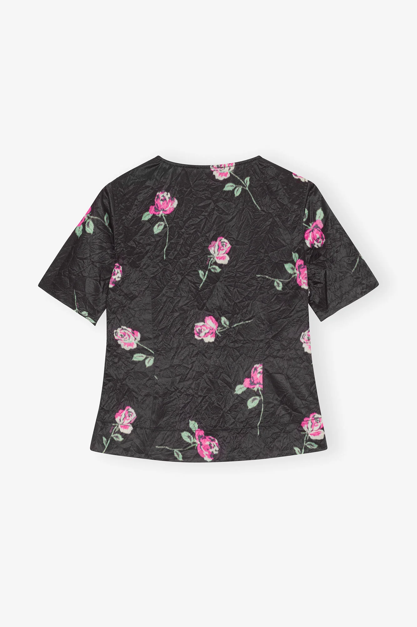Crinkled Satin Blouse | Black - Image 4