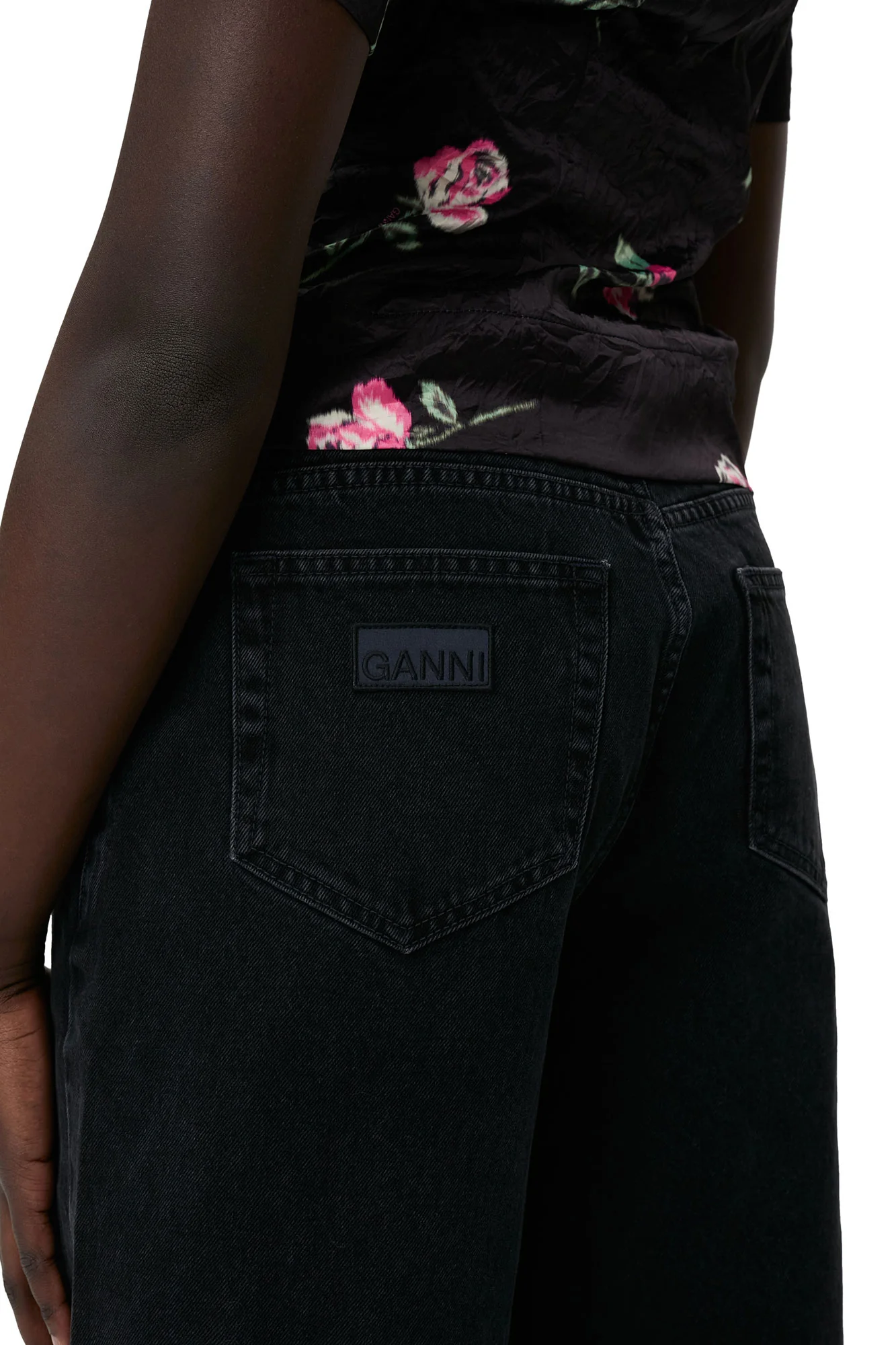 Crinkled Satin Blouse | Black - Image 8