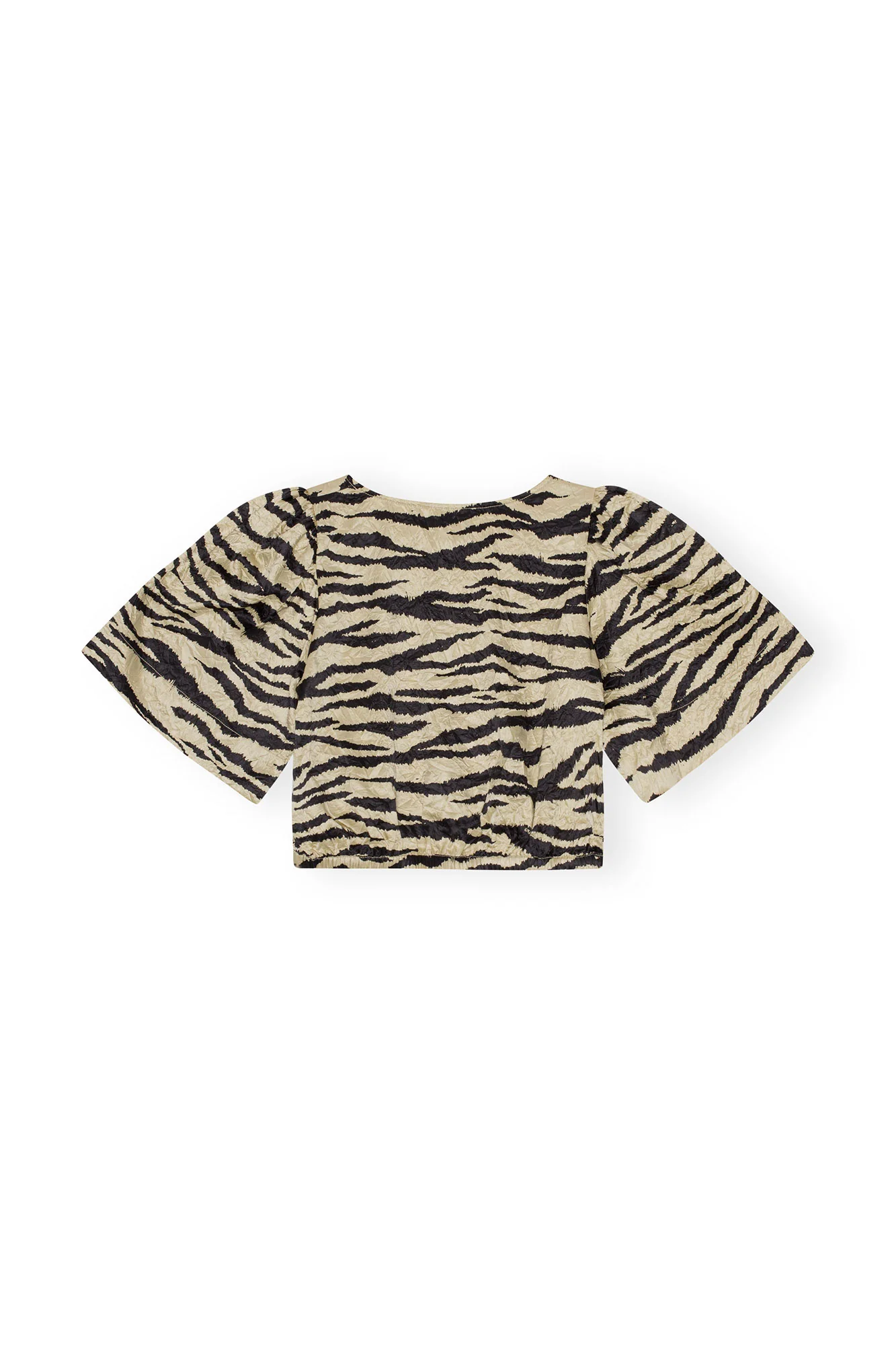 Crinkled Satin Blouse | Pale Khaki - Image 2