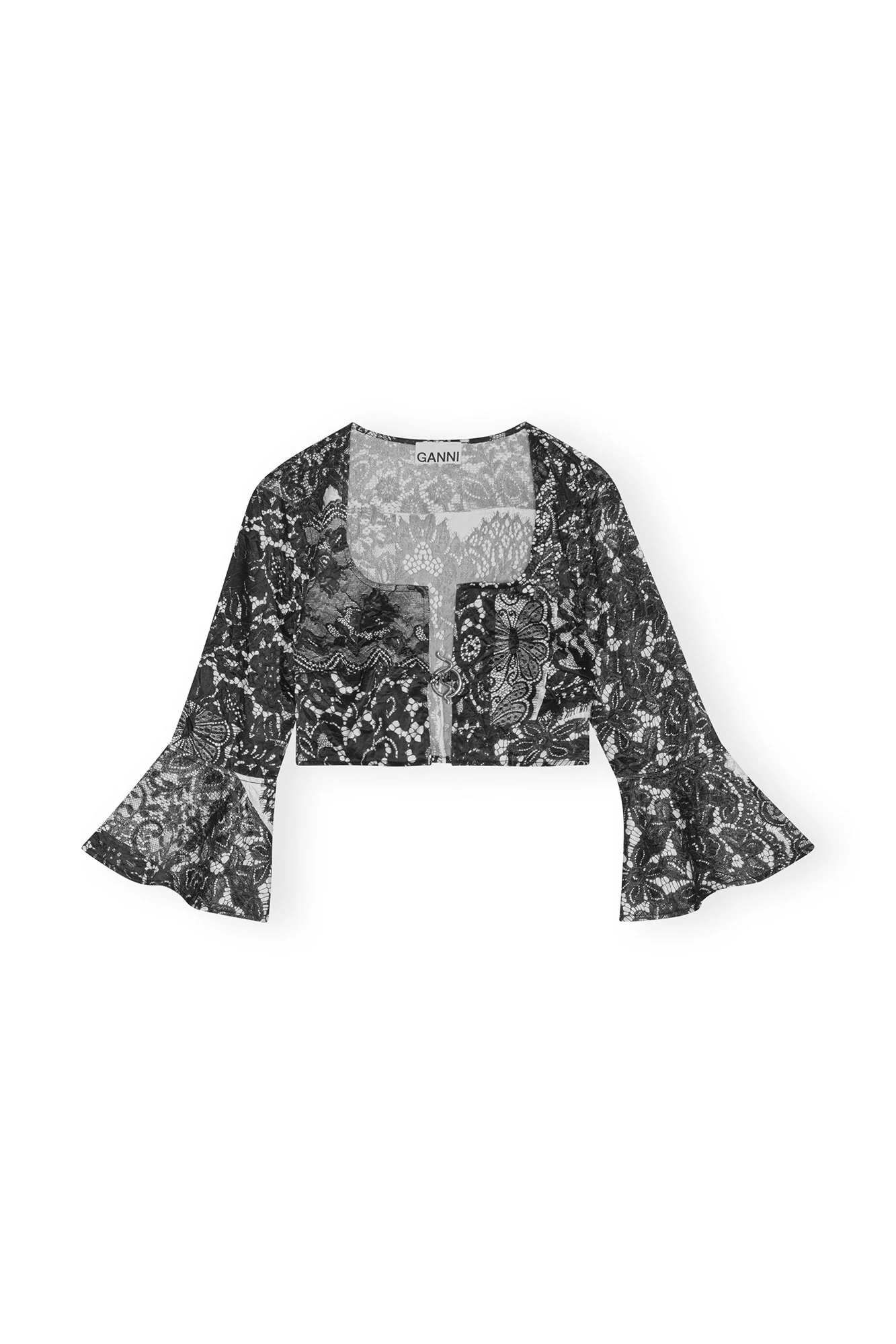 Crinkled Satin Cropped Blouse | Black