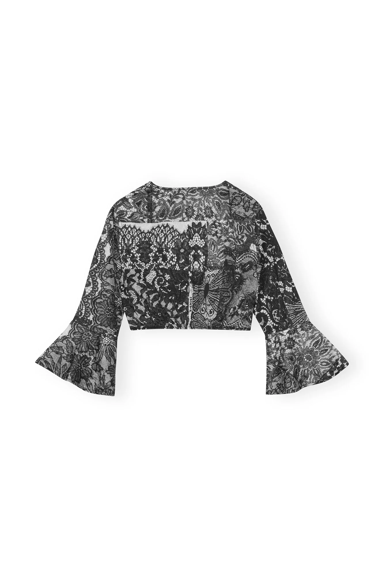 Crinkled Satin Cropped Blouse | Black - Image 2