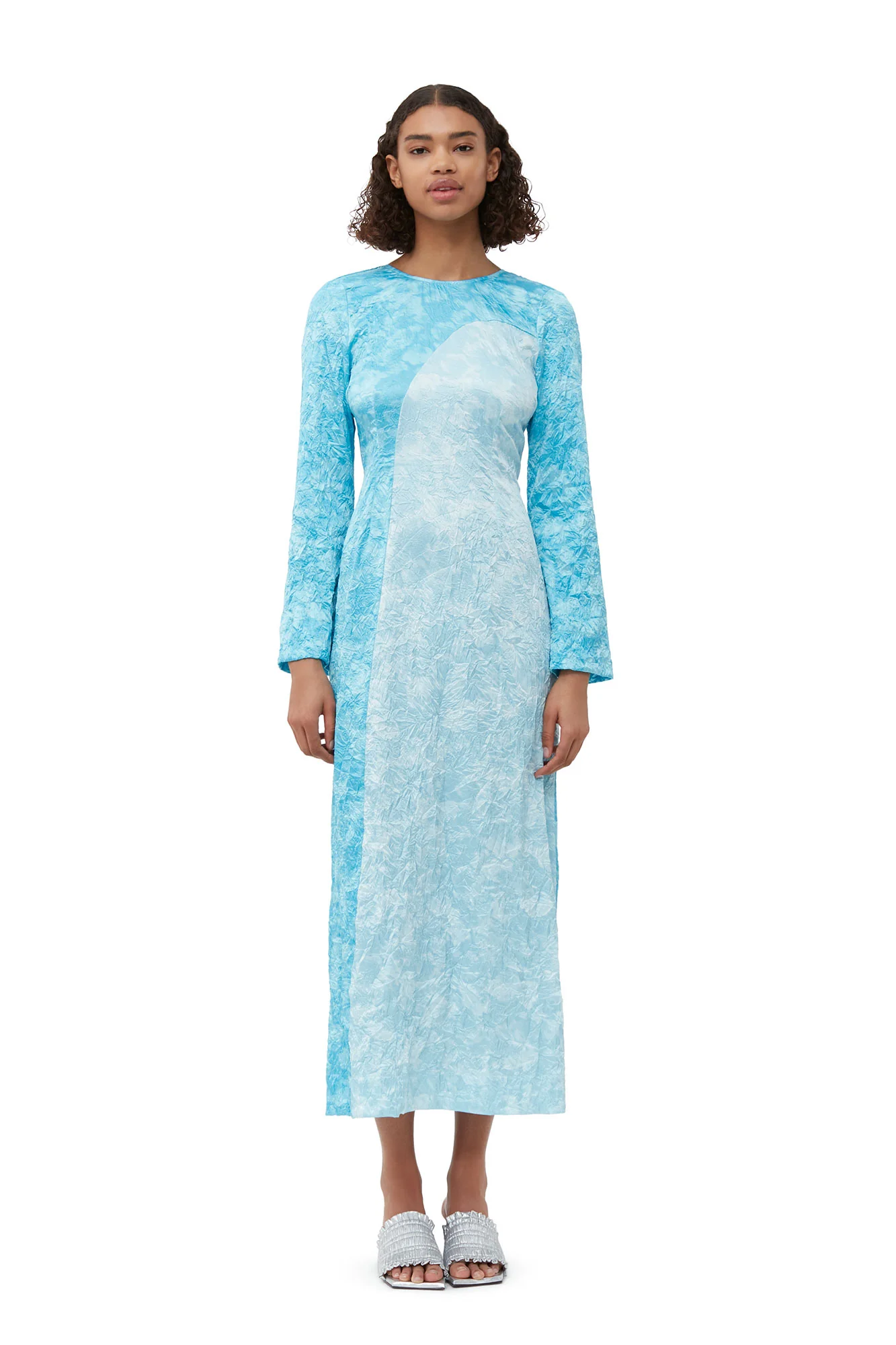 Crinkled Satin Maxi Dress | Ethereal Blue - Image 3