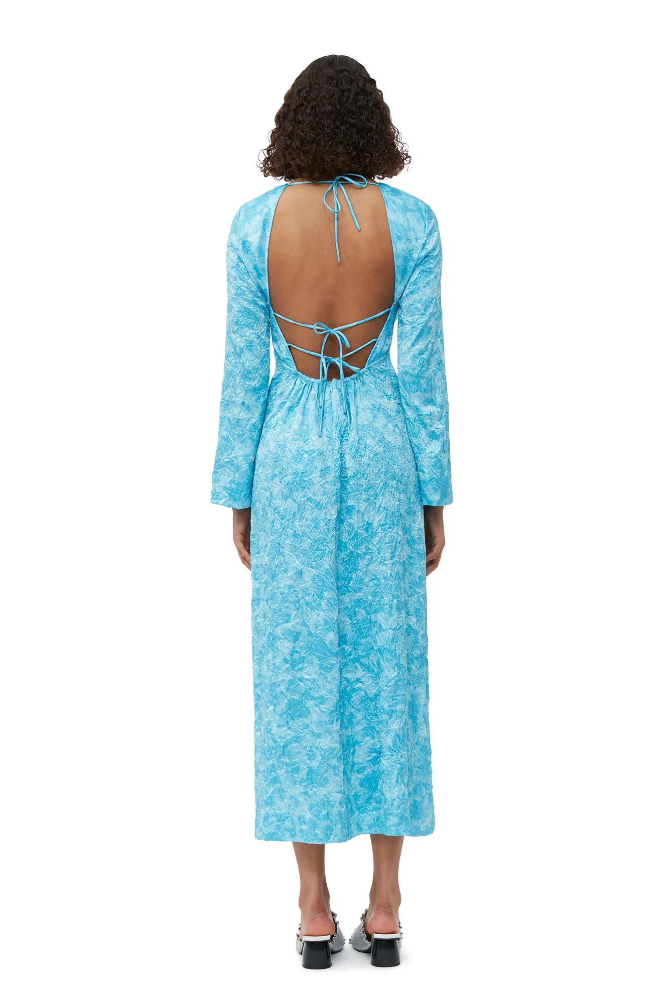 Crinkled Satin Maxi Dress | Ethereal Blue - Image 4