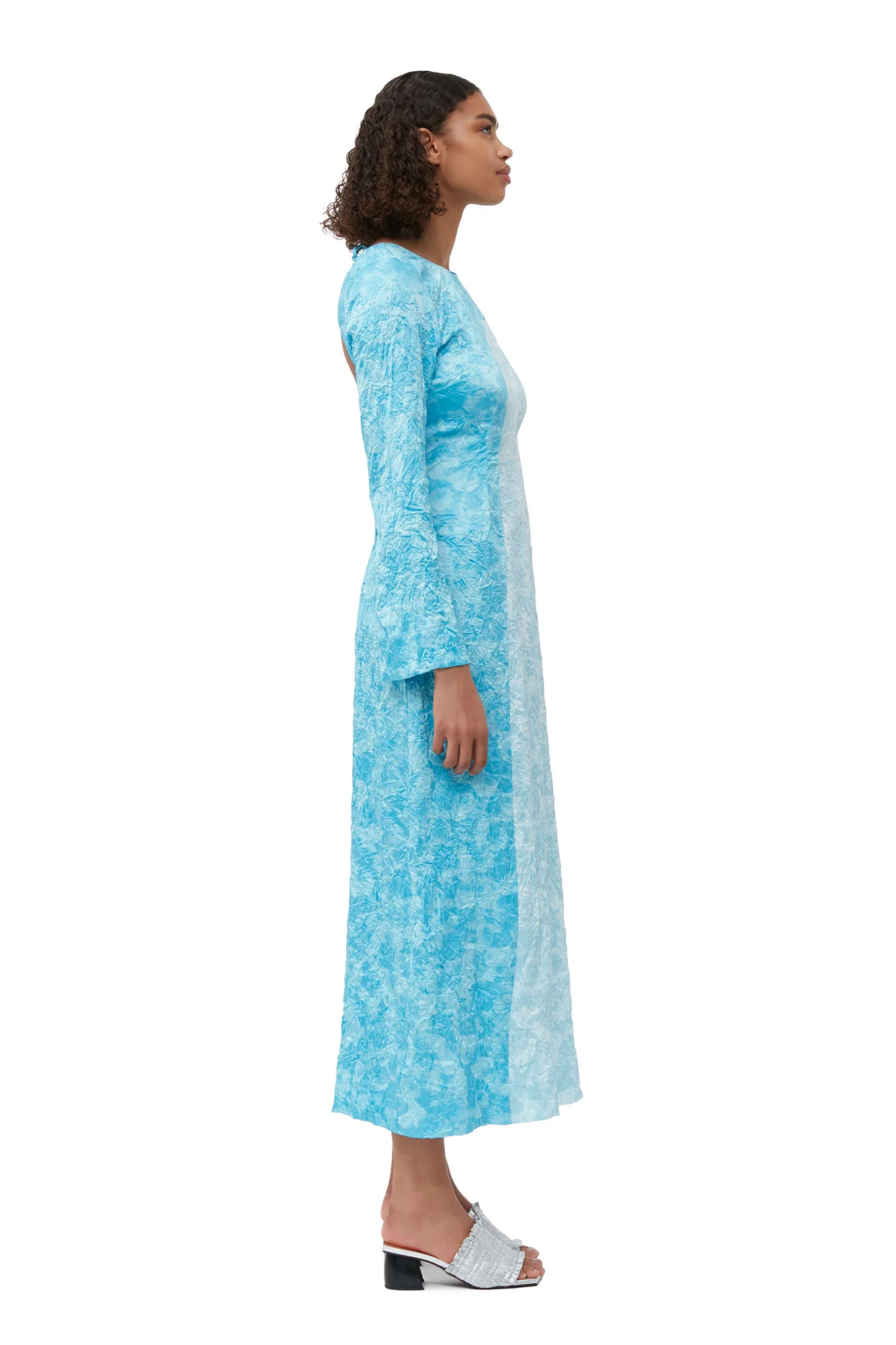 Crinkled Satin Maxi Dress | Ethereal Blue - Image 5