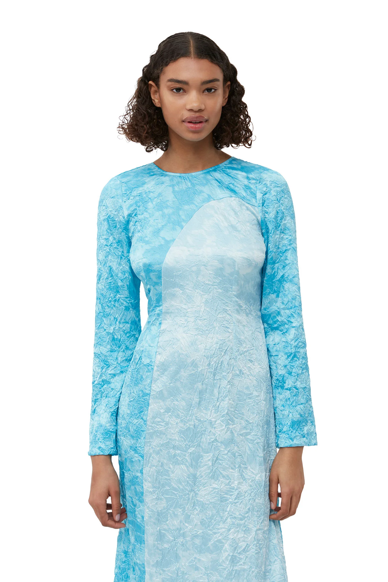 Crinkled Satin Maxi Dress | Ethereal Blue - Image 6