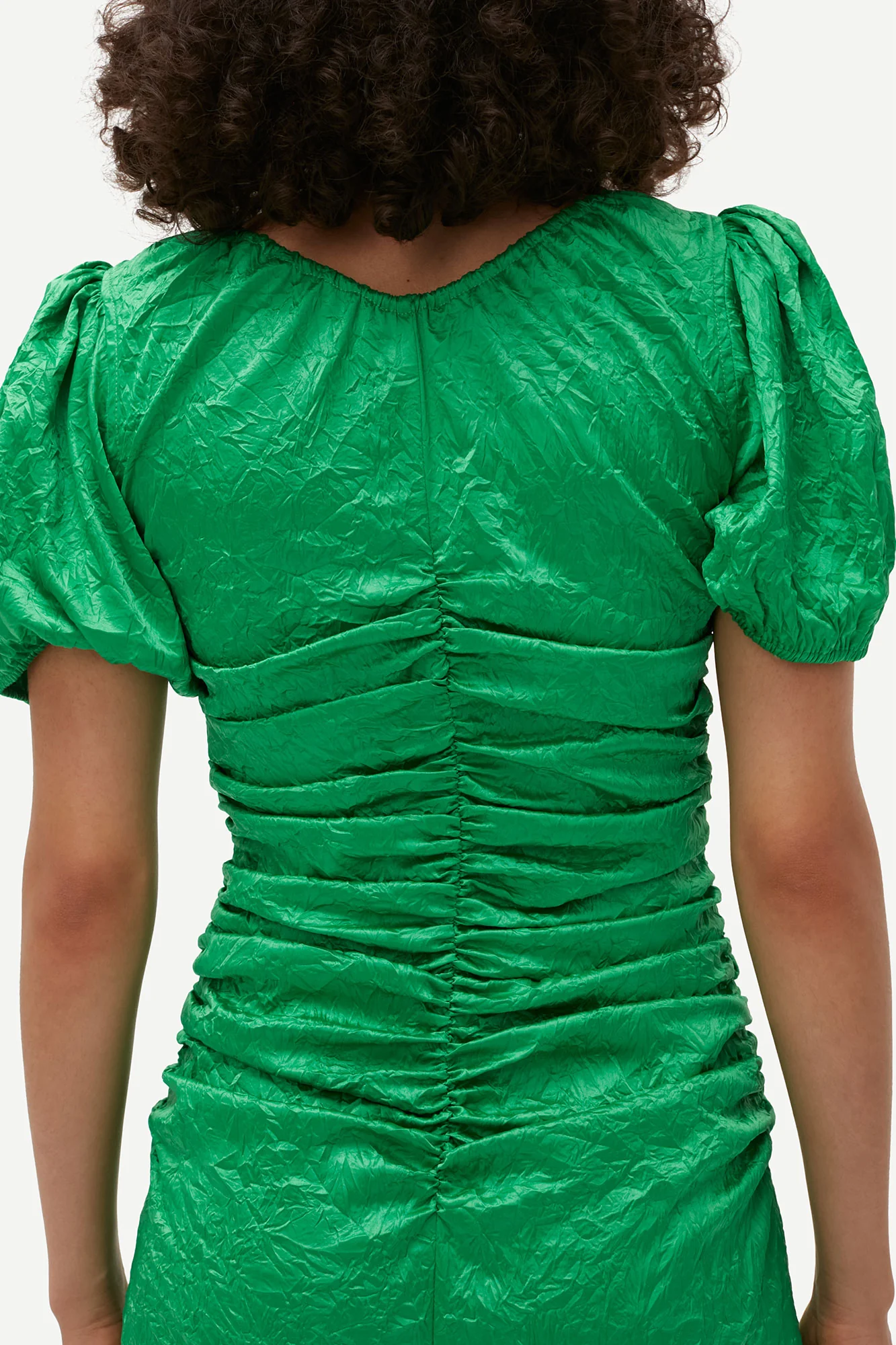 Crinkled Satin Midi Dress | Bright Green - Image 10