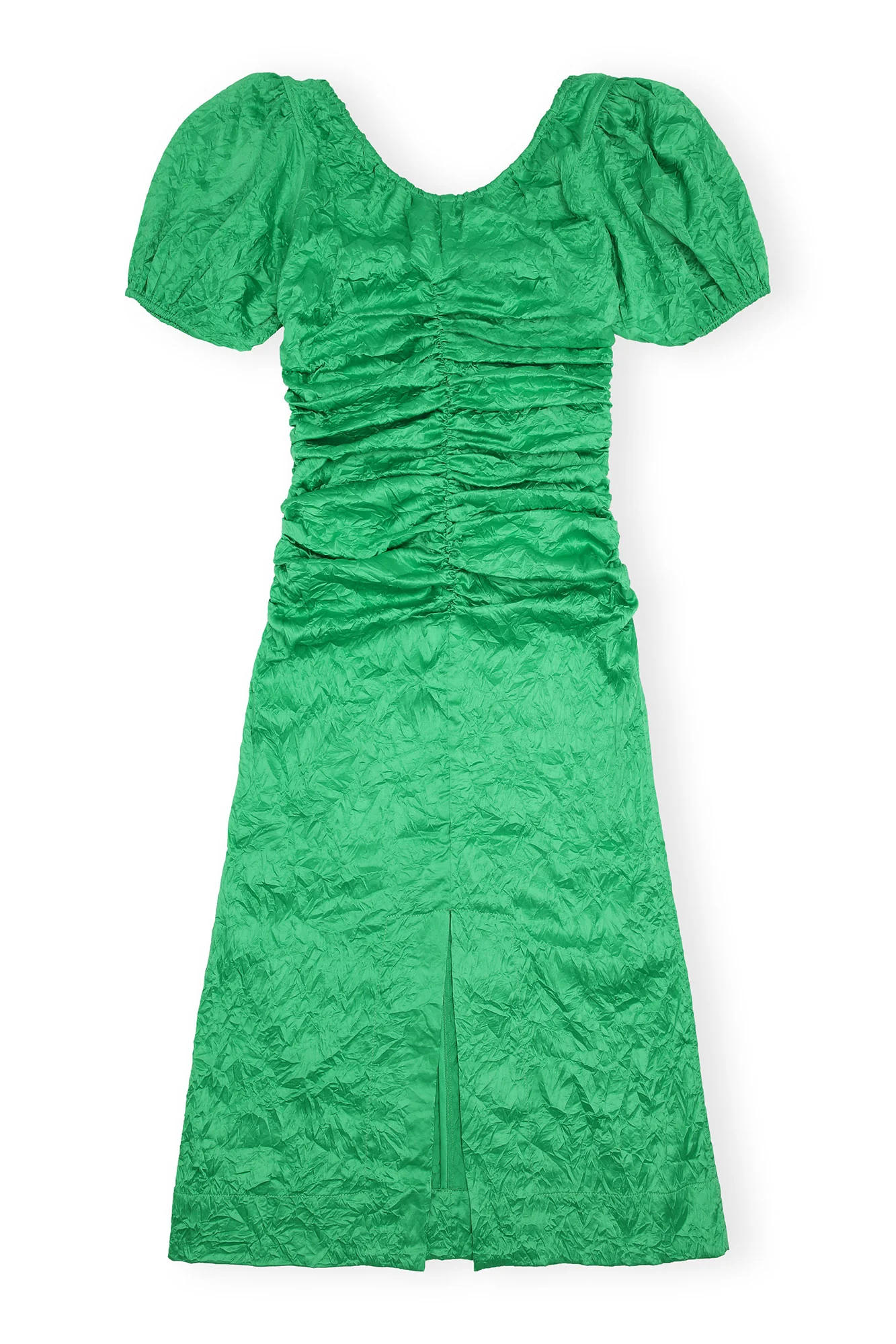 Crinkled Satin Midi Dress | Bright Green - Image 2