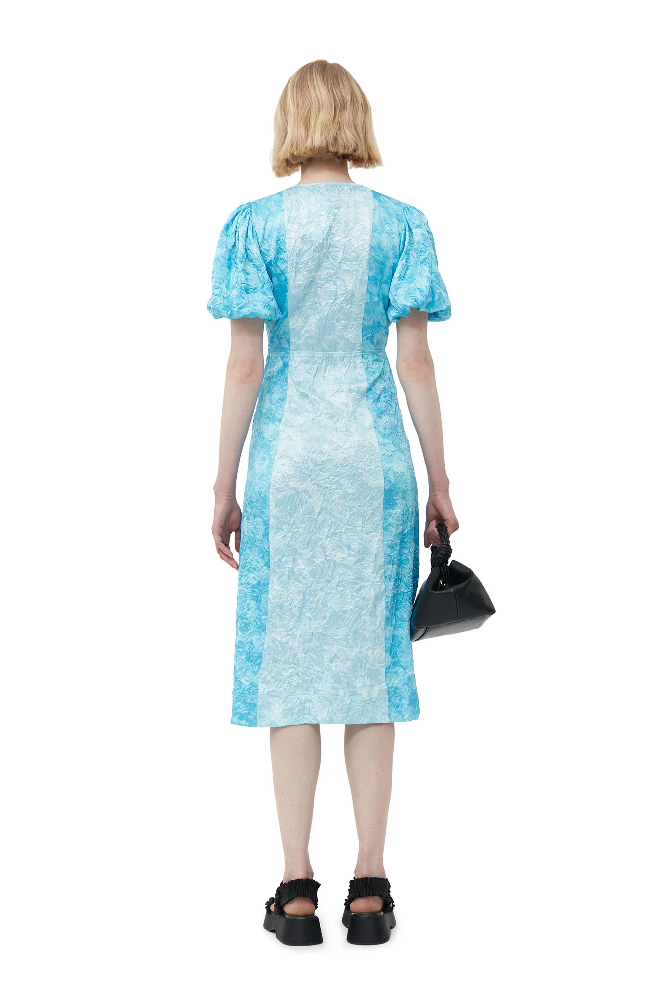 Crinkled Satin Midi Dress | Ethereal Blue - Image 4