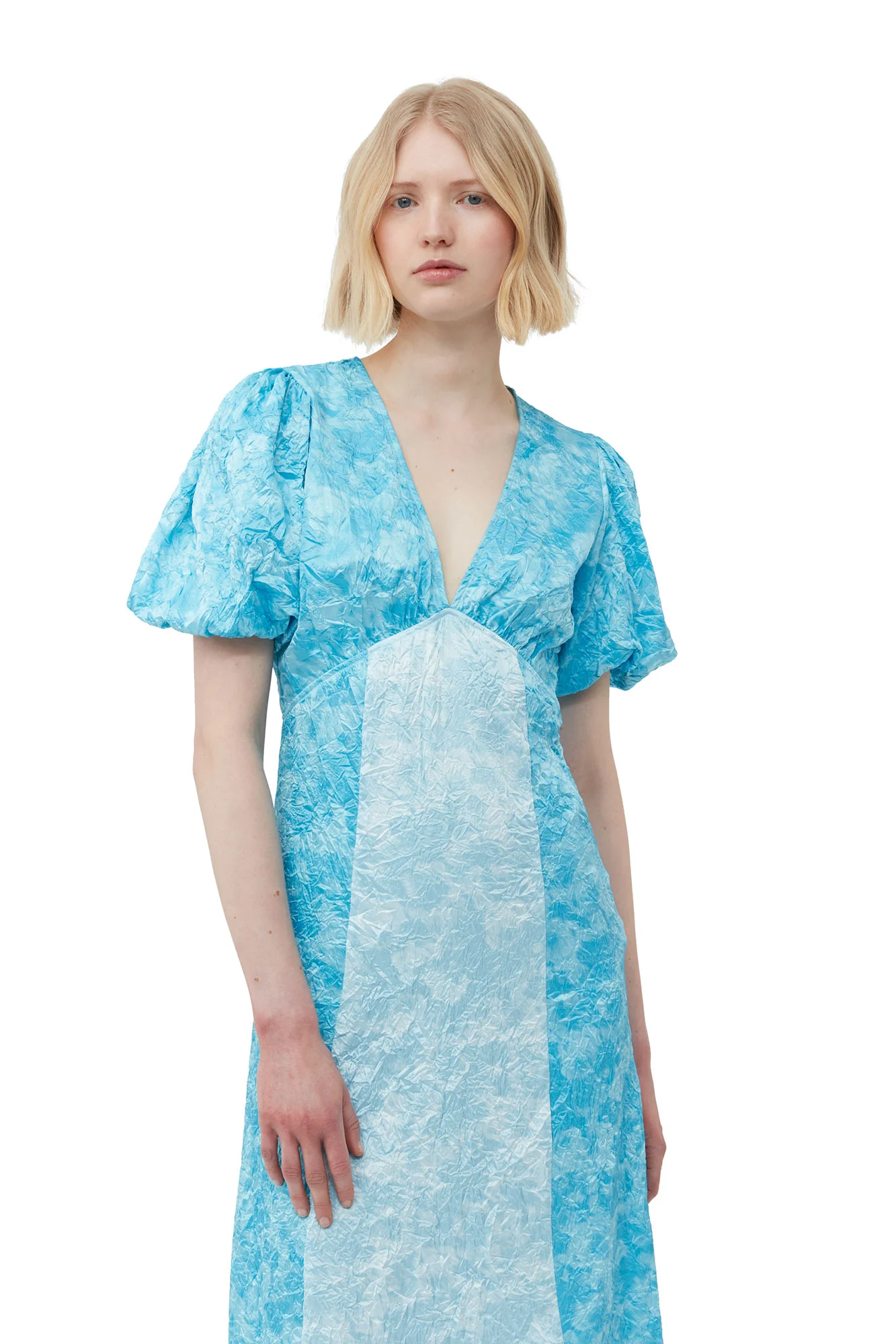 Crinkled Satin Midi Dress | Ethereal Blue - Image 6