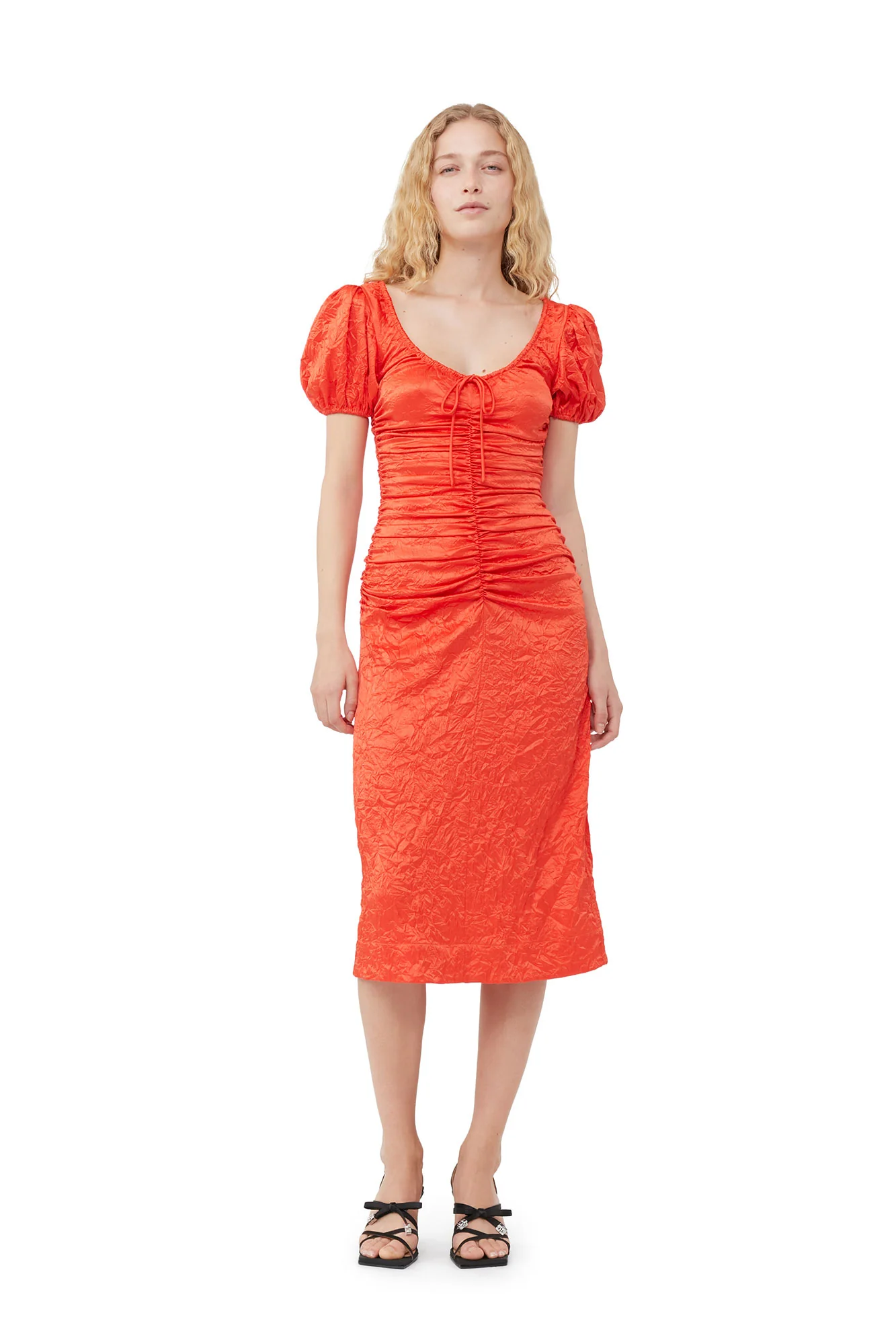 Crinkled Satin Midi Dress | Grenadine - Image 3