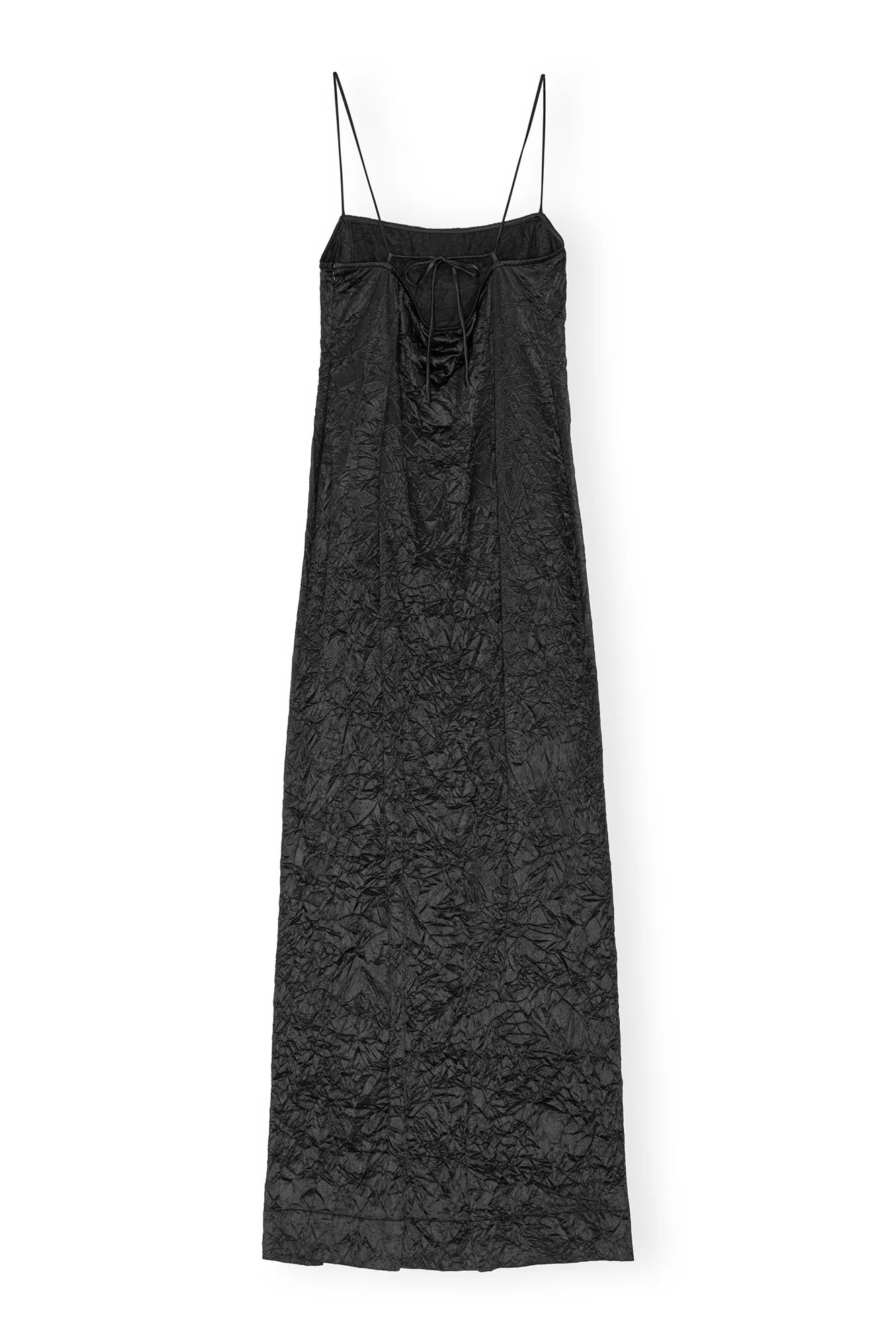 Crinkled Satin Midi Slip Dress | Black - Image 2