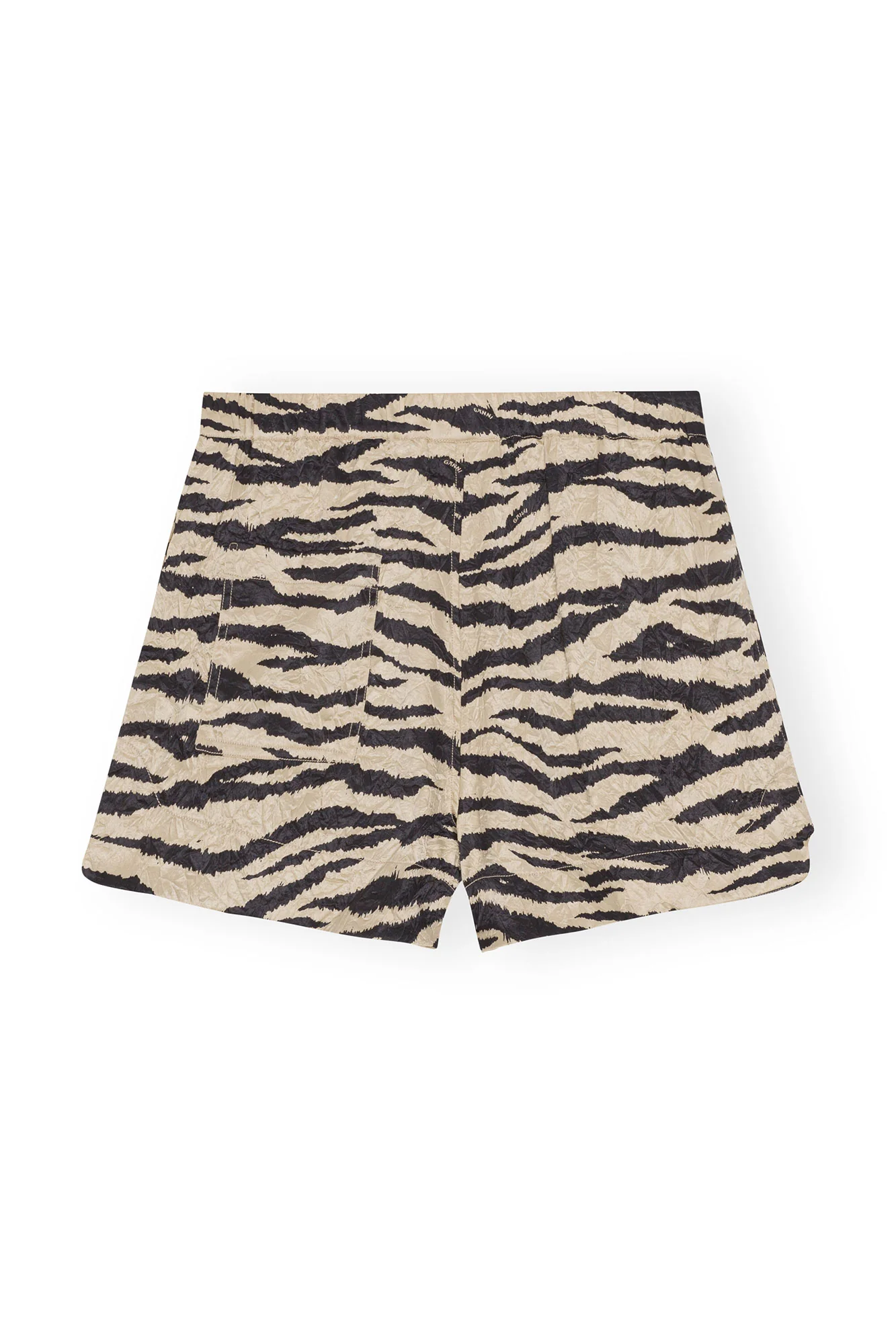 Crinkled Satin Shorts | Pale Khaki - Image 2