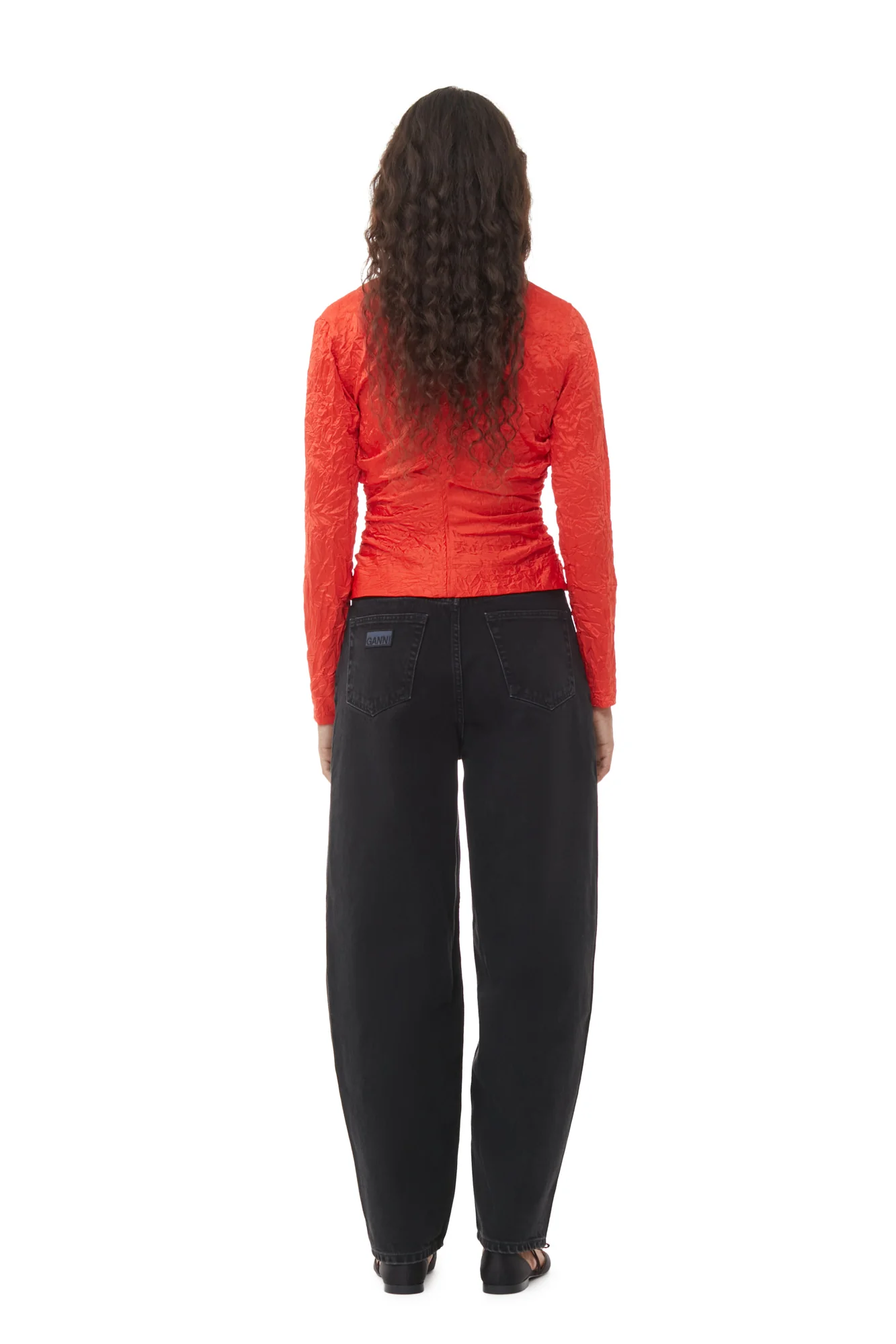 Crinkled Satin V-Neck Shirt | Grenadine - Image 6