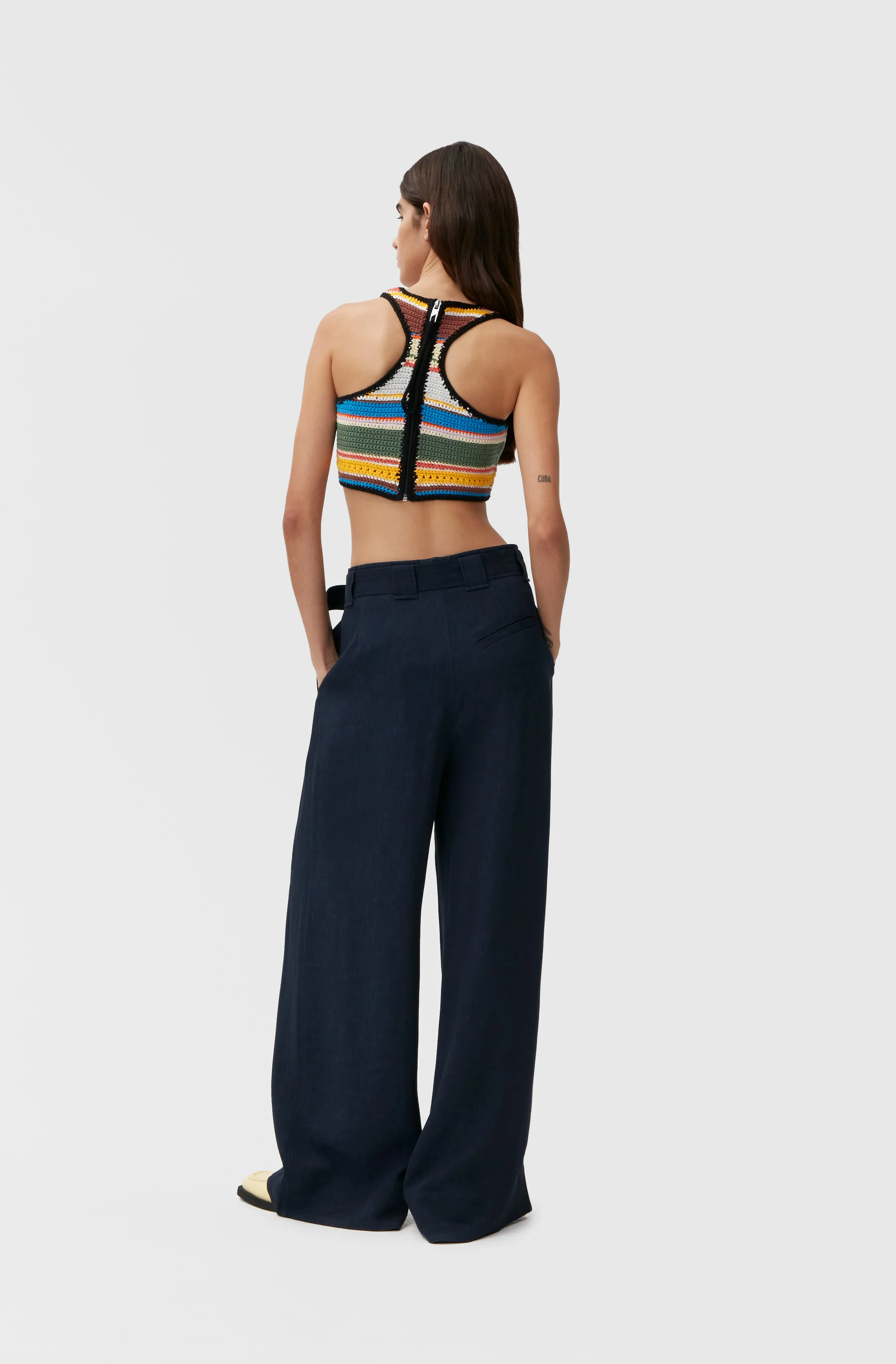 Crochet High-Neck Bikini Top | Beach Stripe Multi - Image 5