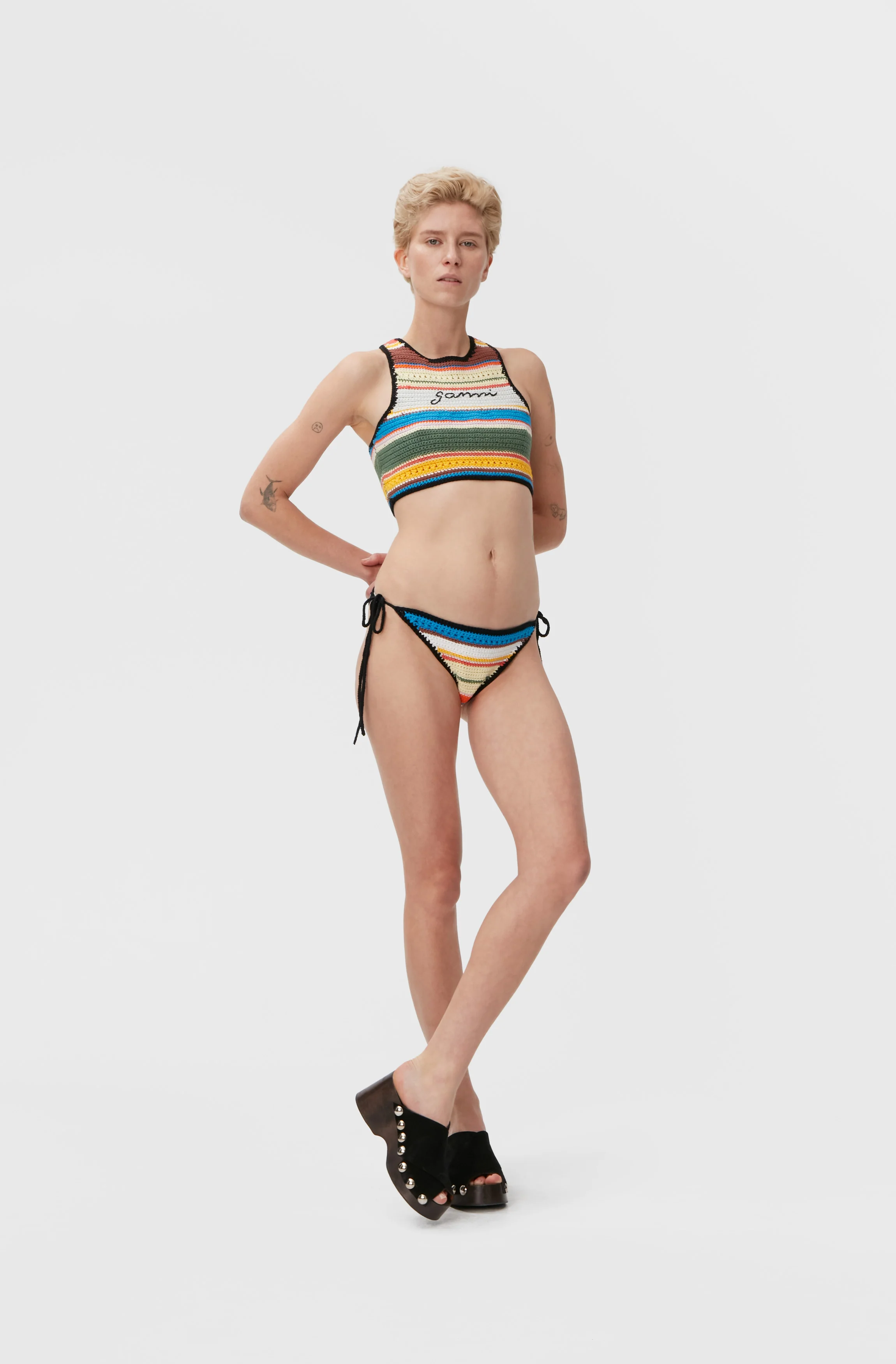 Crochet High-Neck Bikini Top | Beach Stripe Multi - Image 7