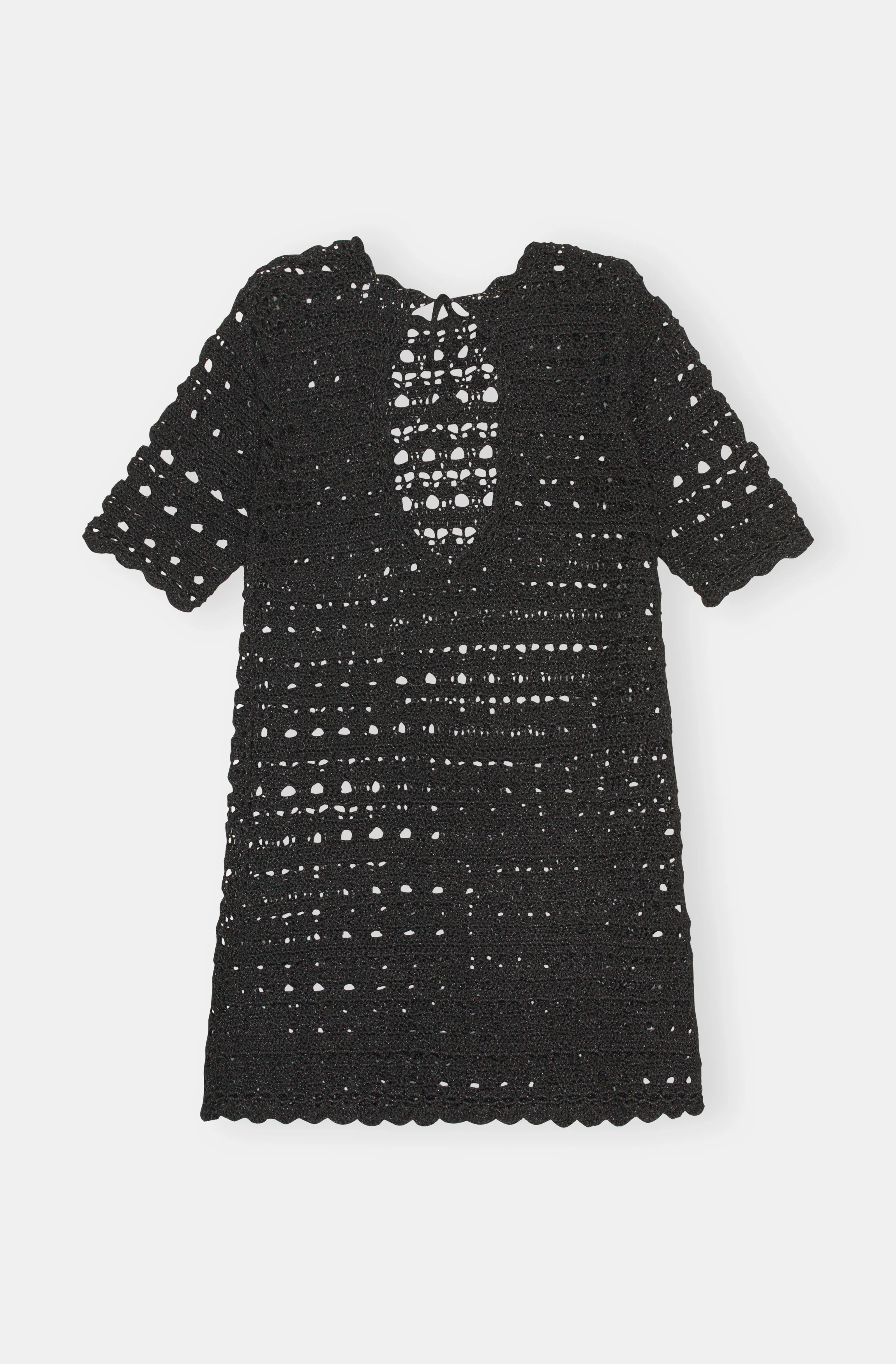 Crochet Open Back Mini Dress | Black - Image 2